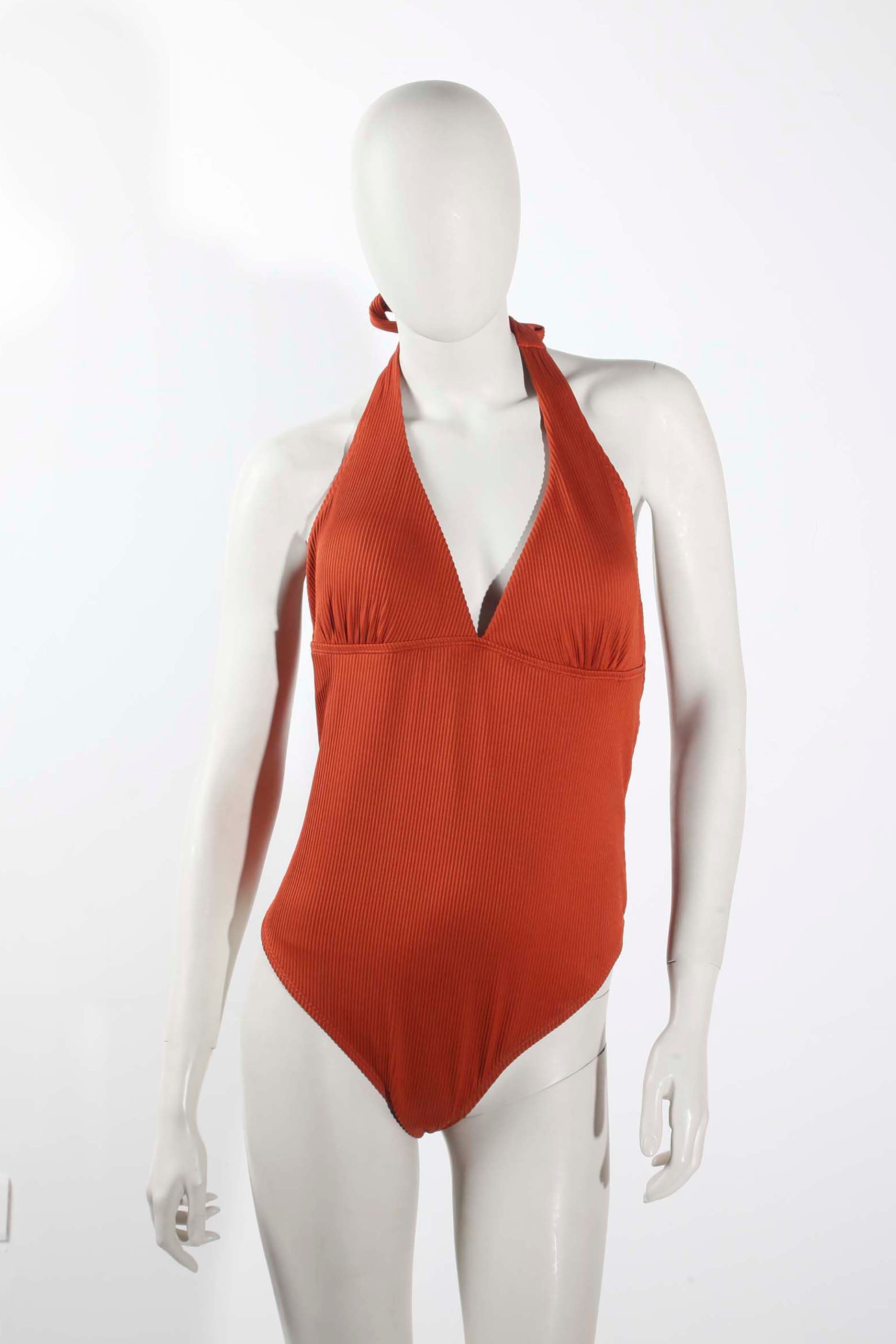 Bronze Textured Halterneck Swimsuit (Large)