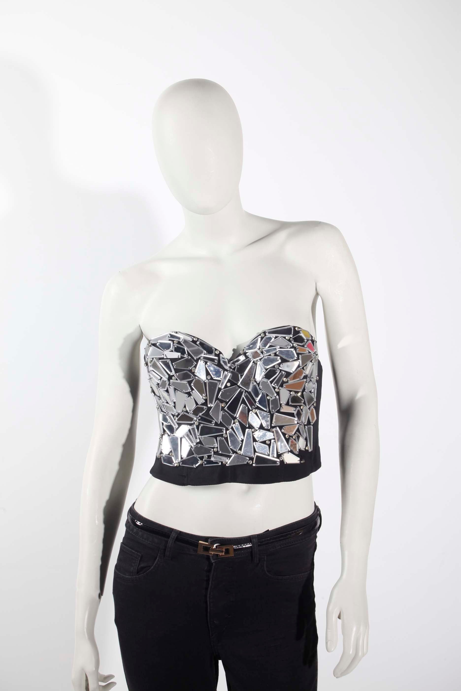 Silver Mirrored Sequin Bustier (Eu36-38)