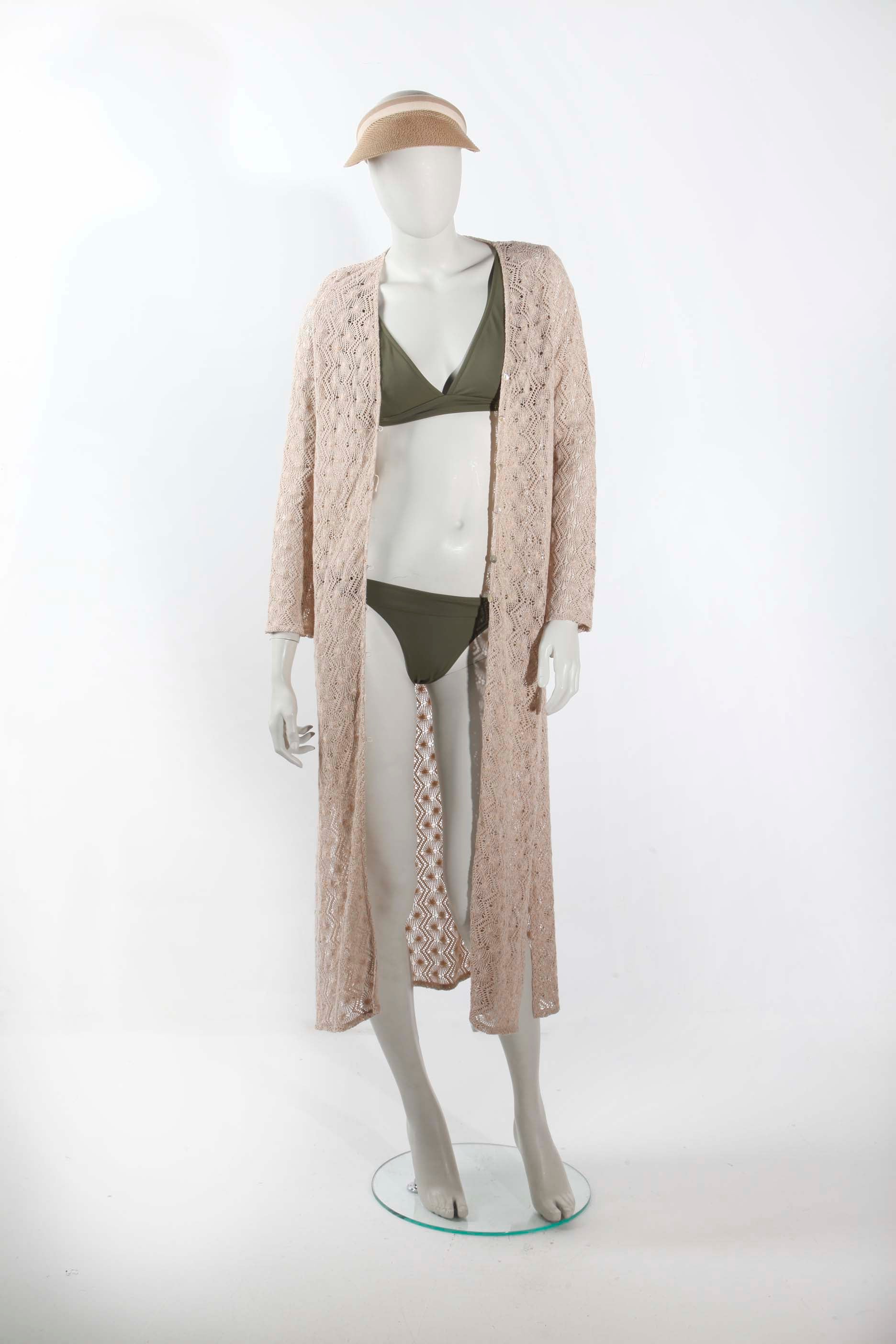 Beige Knit Beach Kaftan