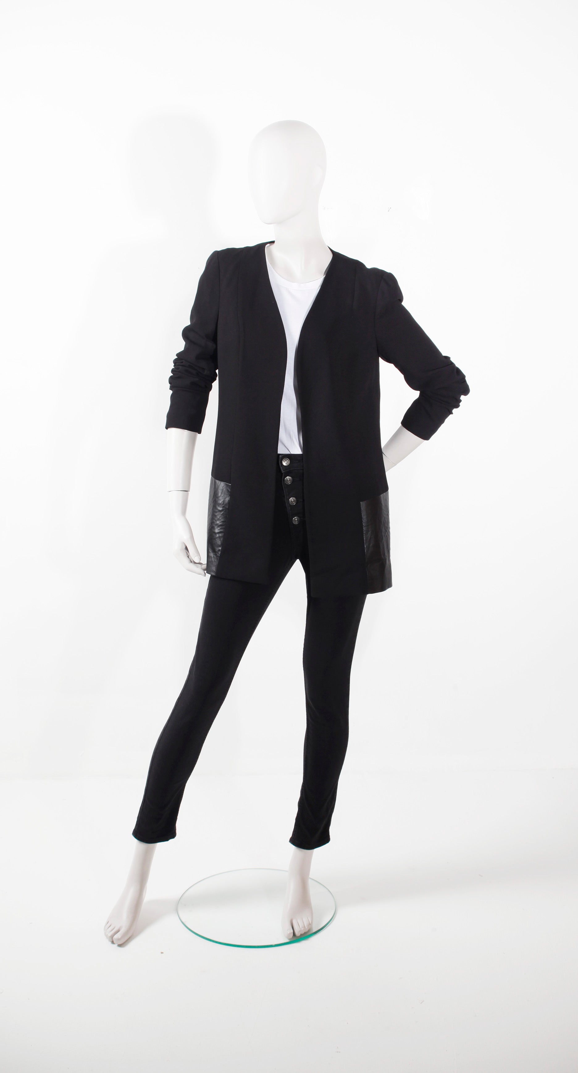 Black Blazer with Leather Panelling