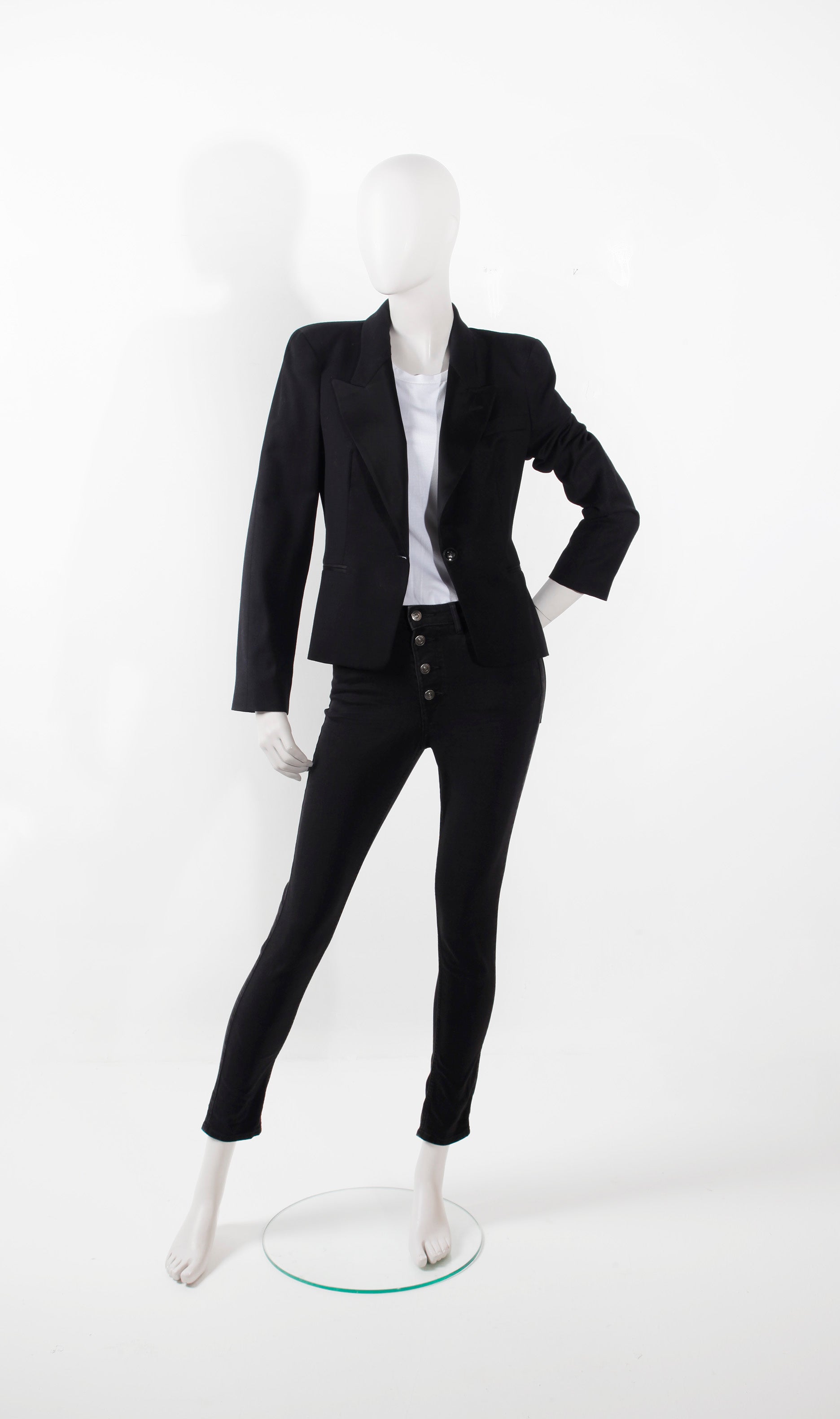 Women's Black Tuxedo Blazer with Satin Lapel (Medium)