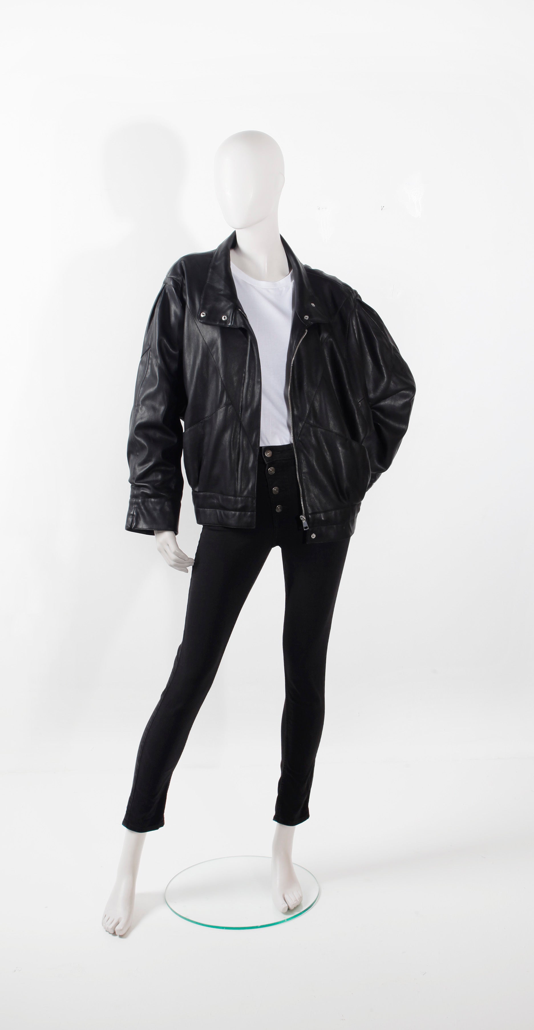 Womens Oversized Leather Biker Jacket