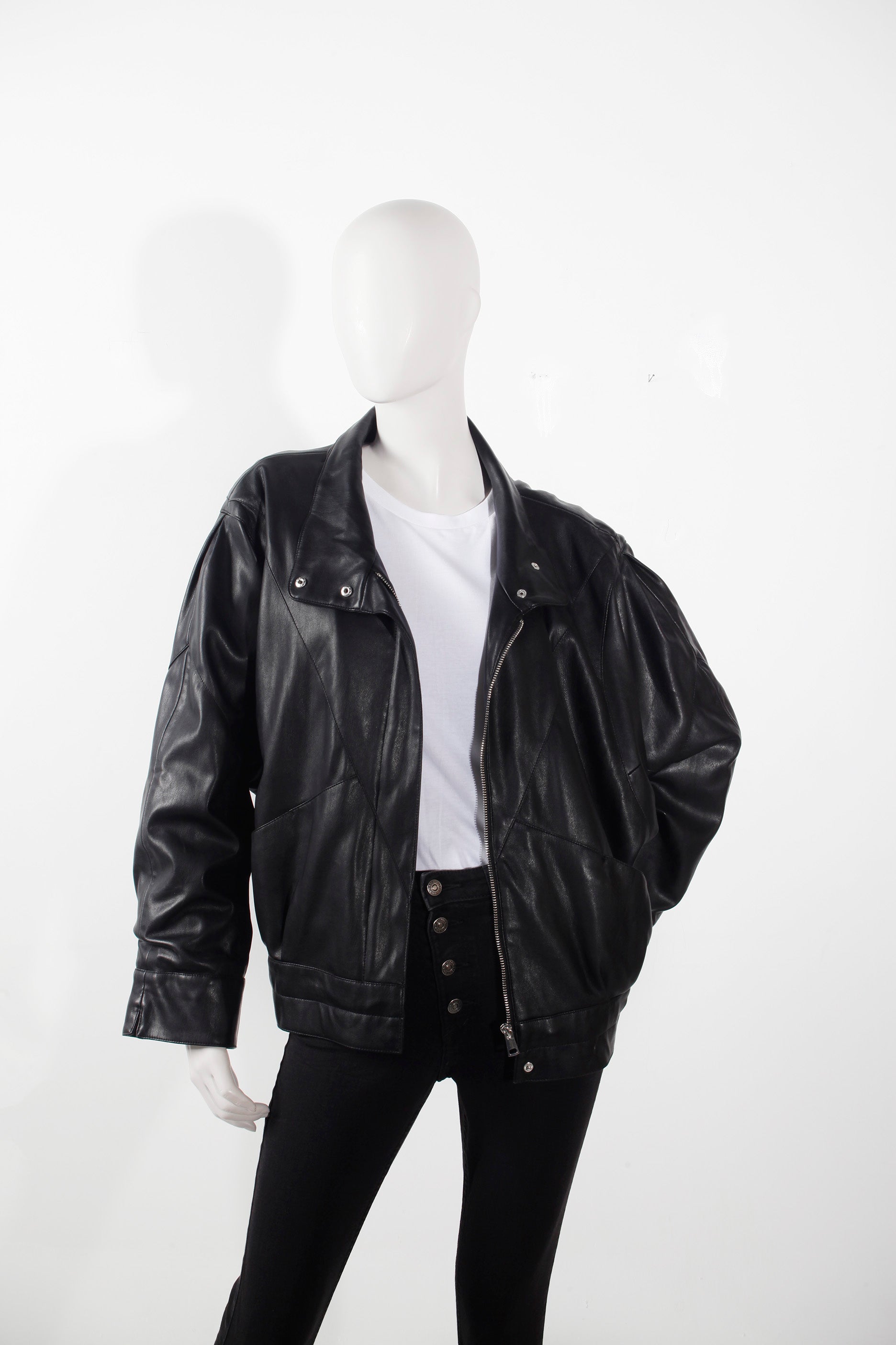 Womens Oversized Leather Biker Jacket