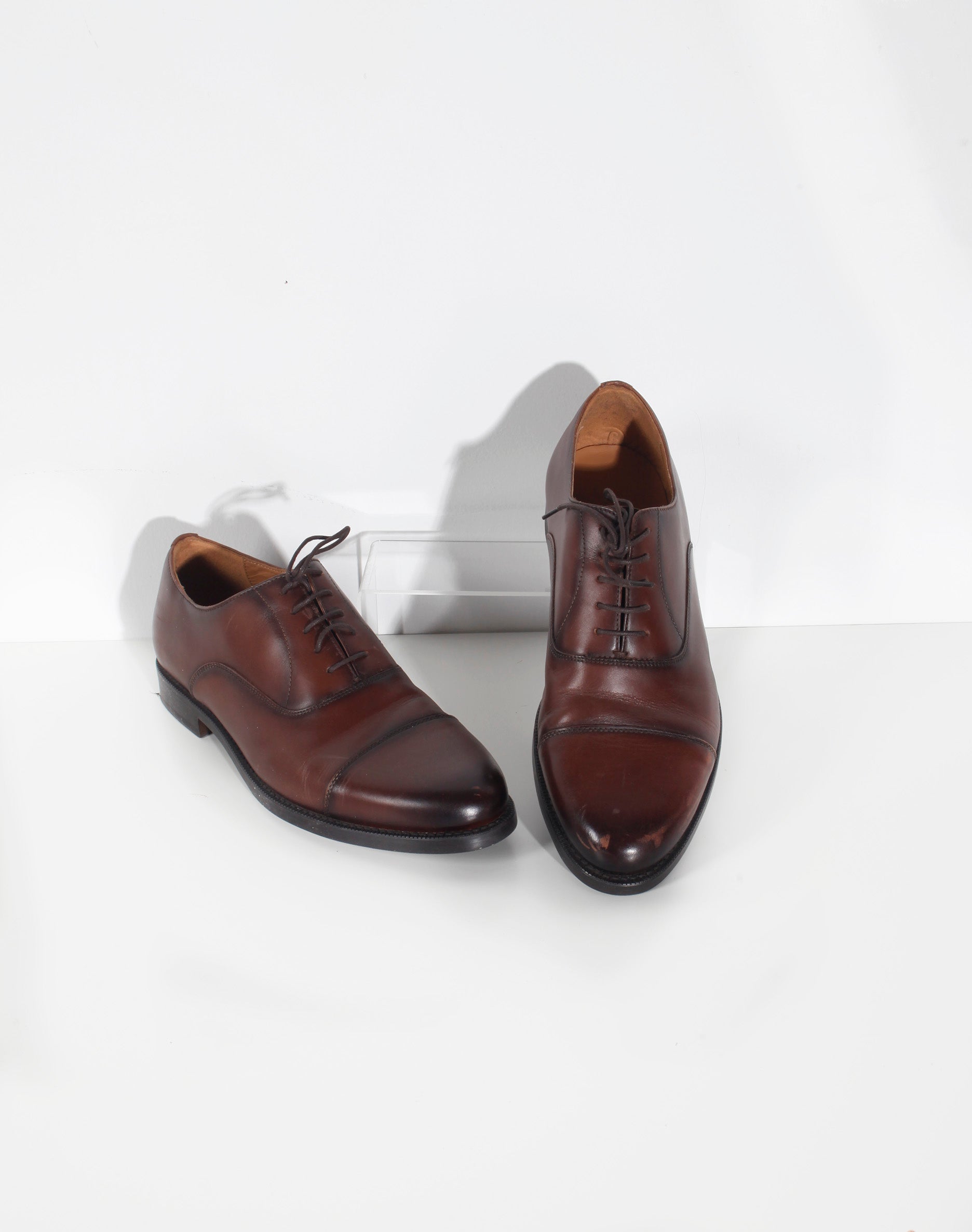 Mens Brown Leather Derby Shoes (Eu45)