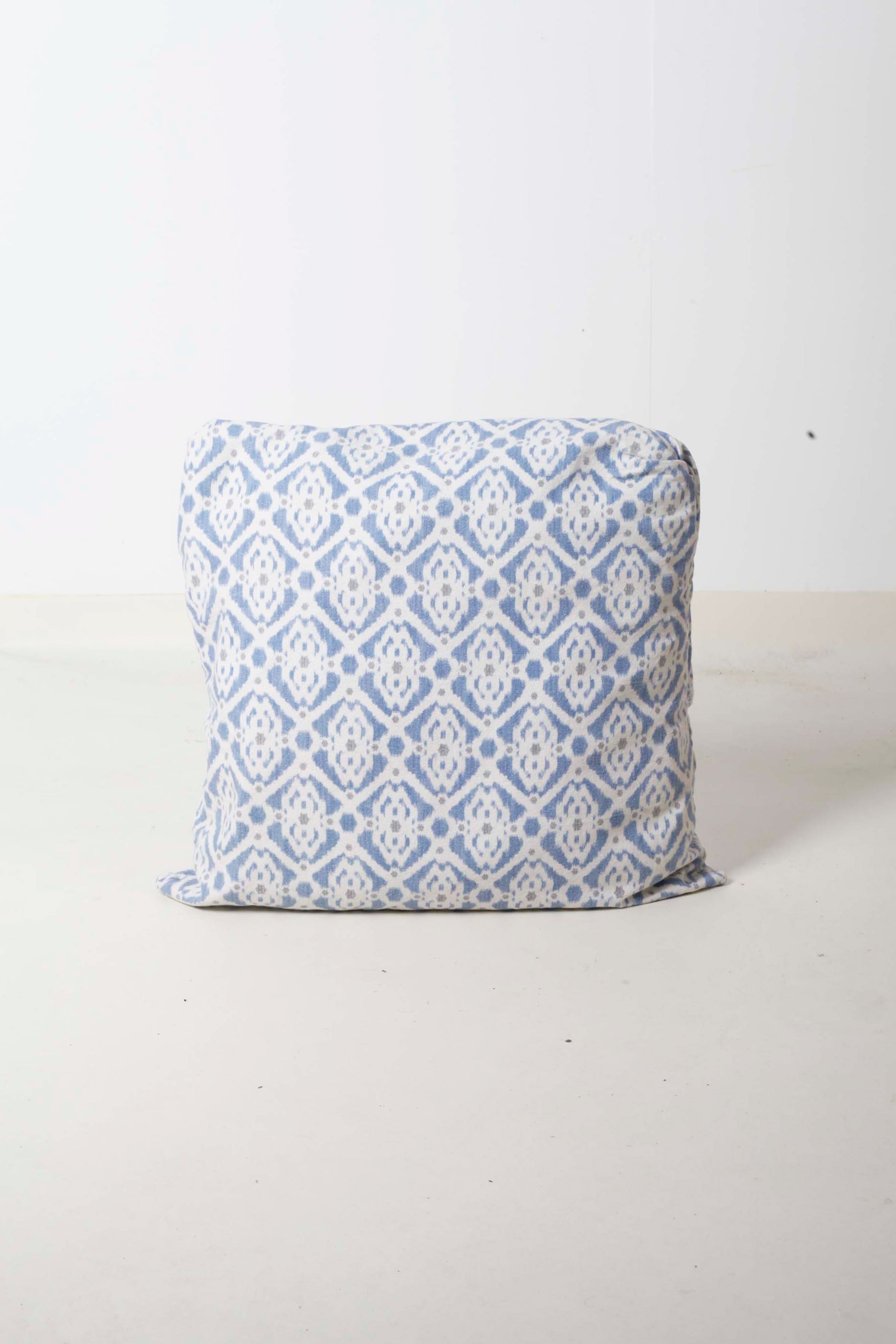 Blue Printed Fabric Ottoman