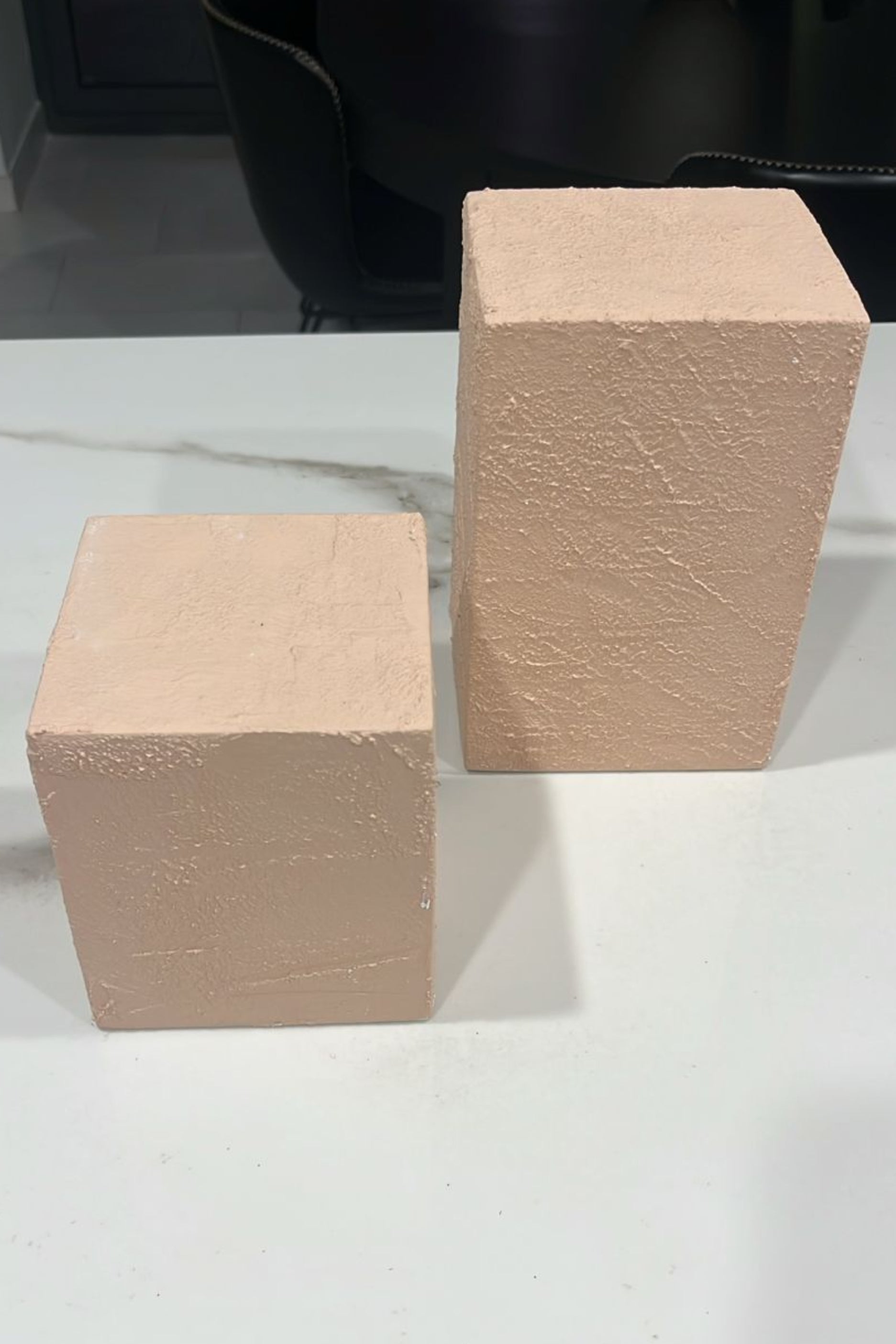 Set of 2 Small Concrete Plinths in Pink