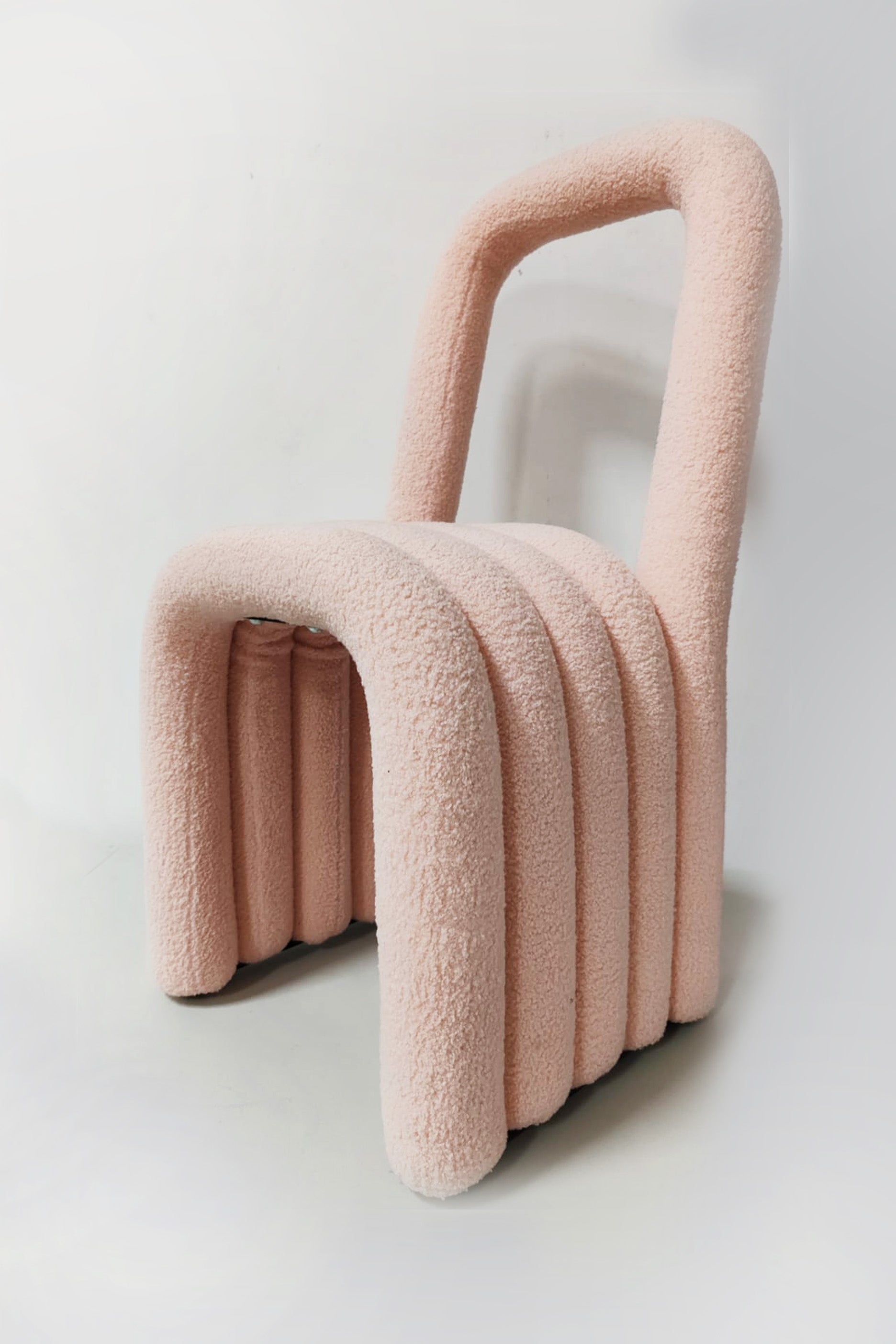Modern Pink Boucle Accent Design Chair
