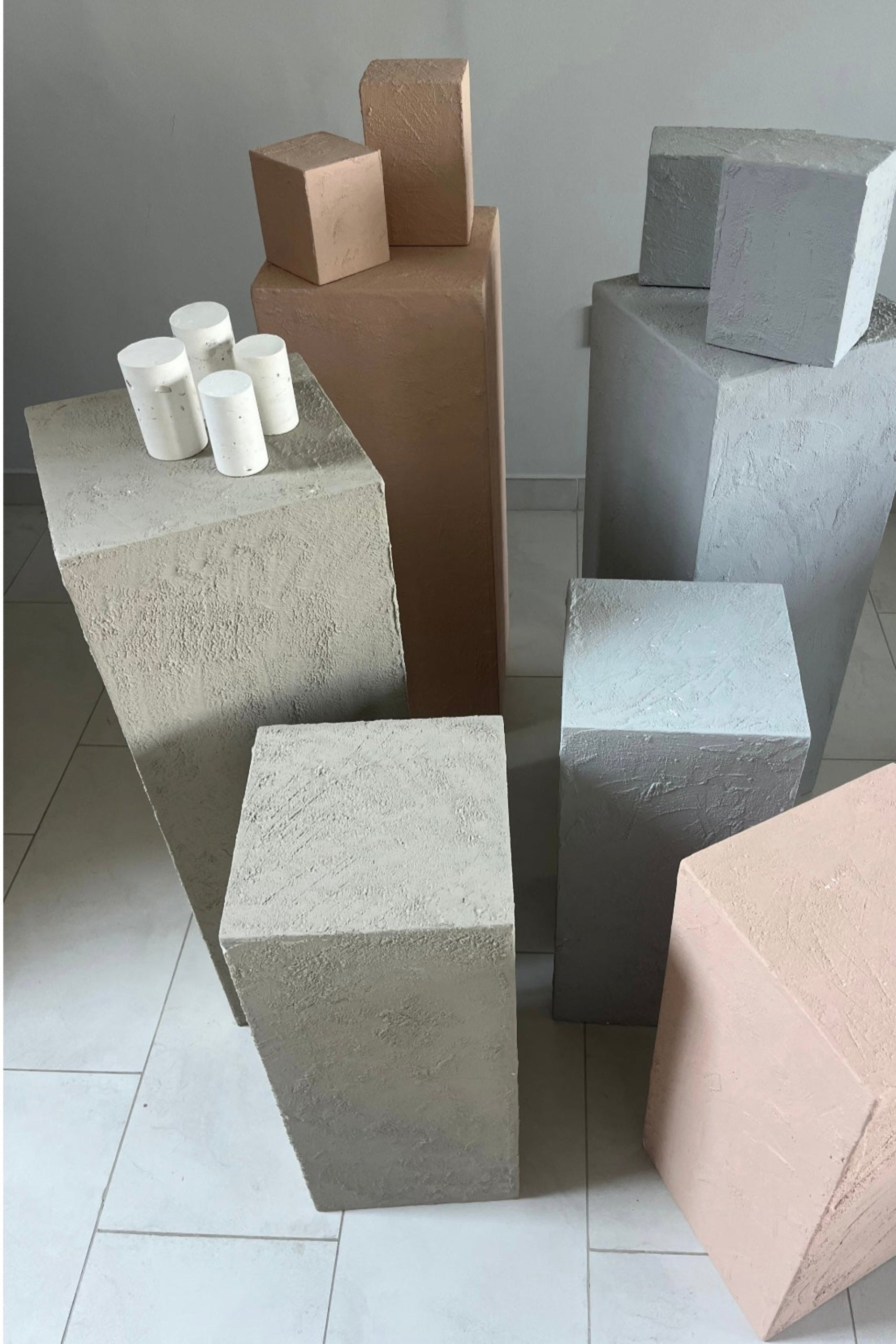 Medium Concrete Plinth in Beige (H60cm x W25cm)