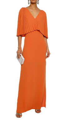 Orange Pleated Halston Gown