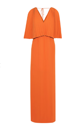 Orange Pleated Halston Gown