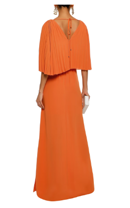 Orange Pleated Halston Gown