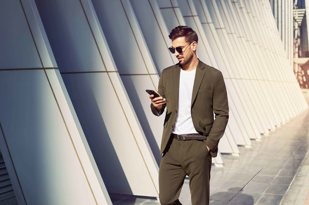 Mens Khaki Green Formal Suit (Eu48/W32)