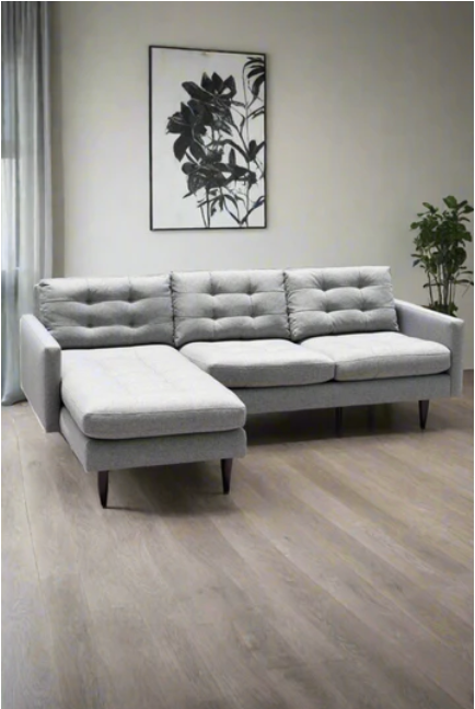 GREY L SHAPE MID CENTURY STYLE SOFA