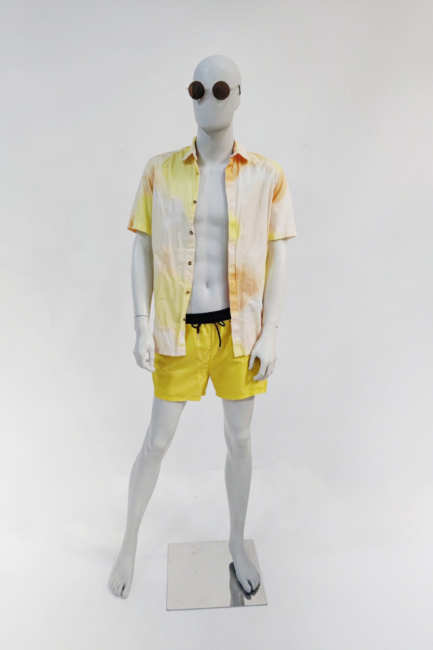 Yellow Swim Shorts with Black Waistband