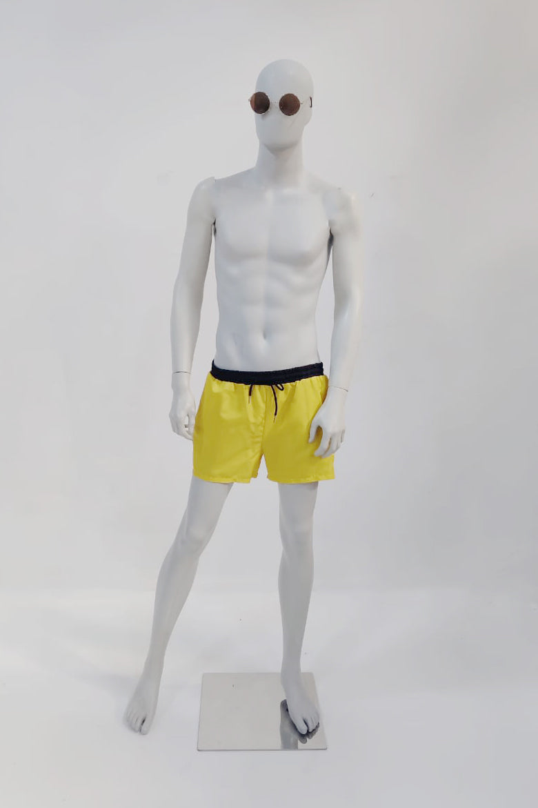 Yellow Swim Shorts with Black Waistband