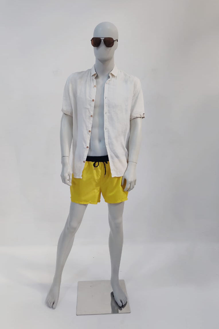 Yellow Swim Shorts with Black Waistband