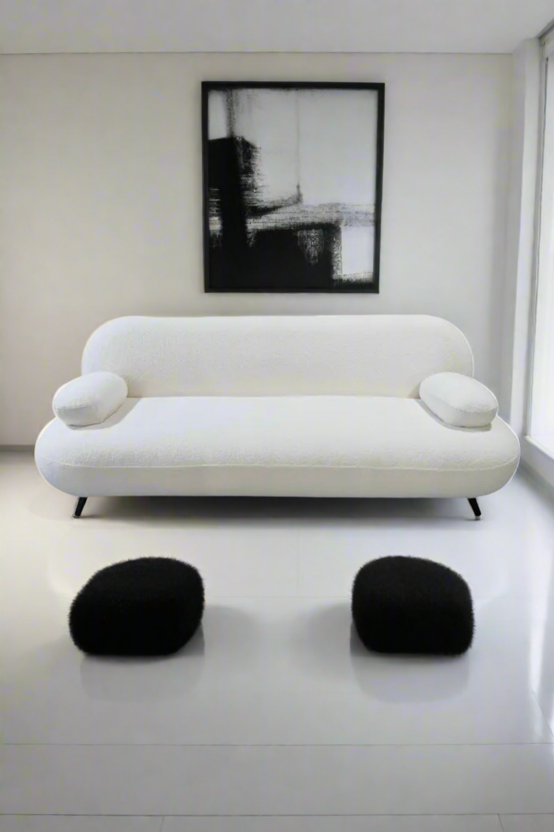 Small White Modern Sofa (220L X 89W X 80H)