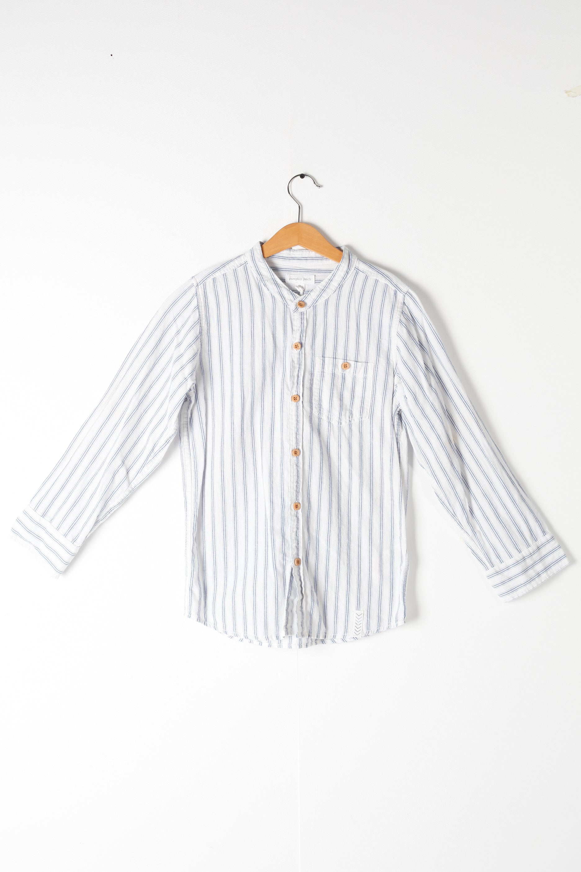 Boys Blue & White Striped Casual Shirt