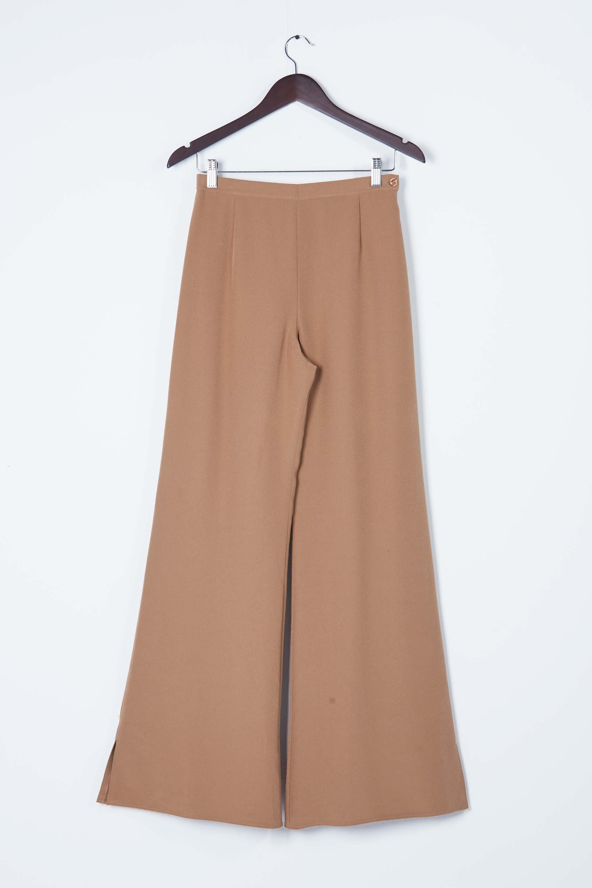 Beige Wide-leg Vintage Trousers