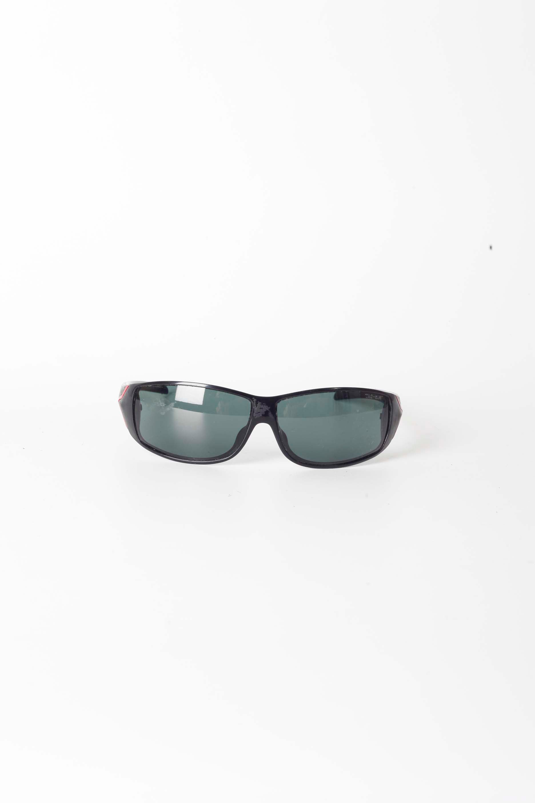 Black Wrap Around Sunglasses with Red Detail