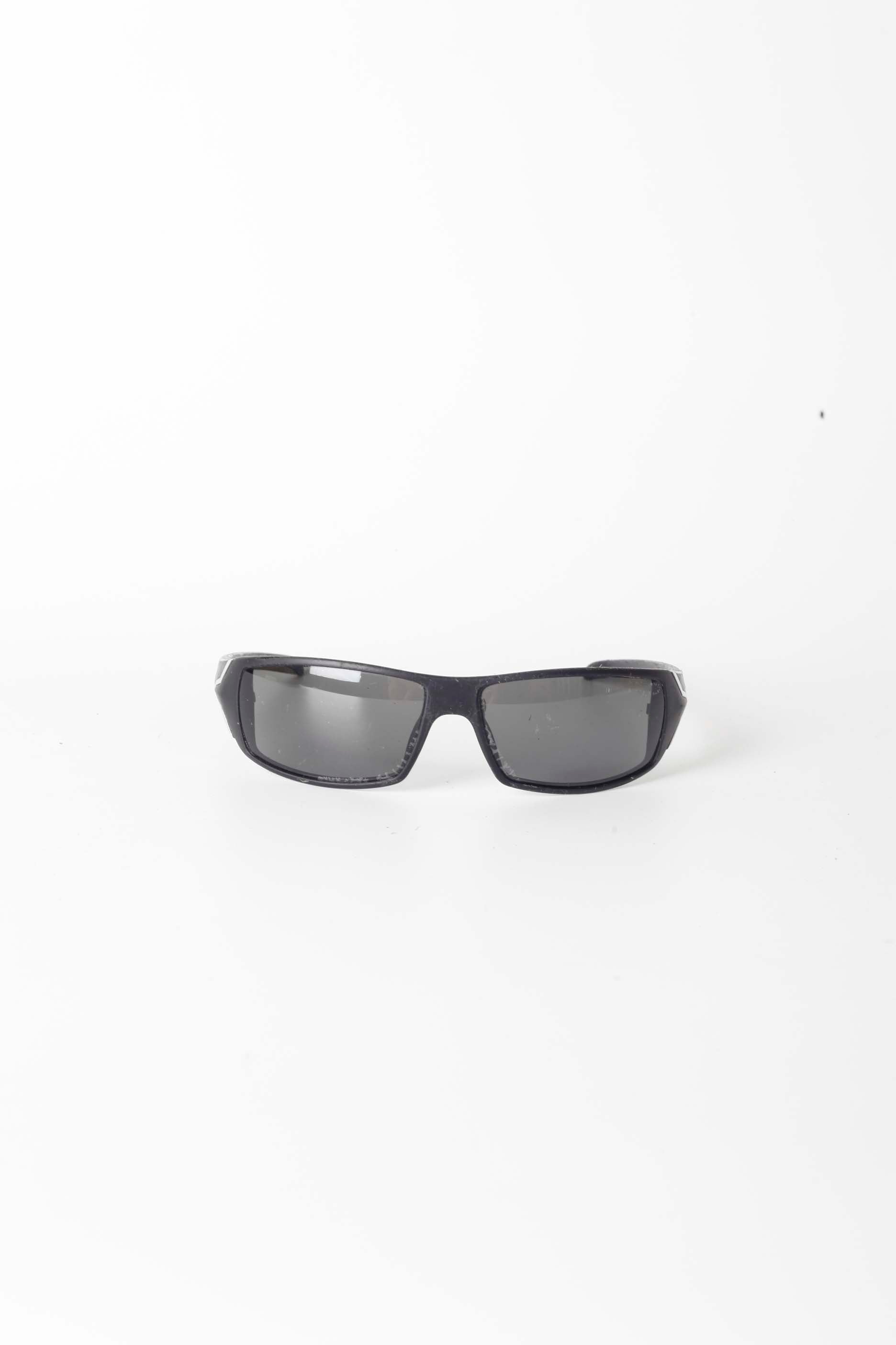 Black Wrap Around Sunglasses with Silver Detail