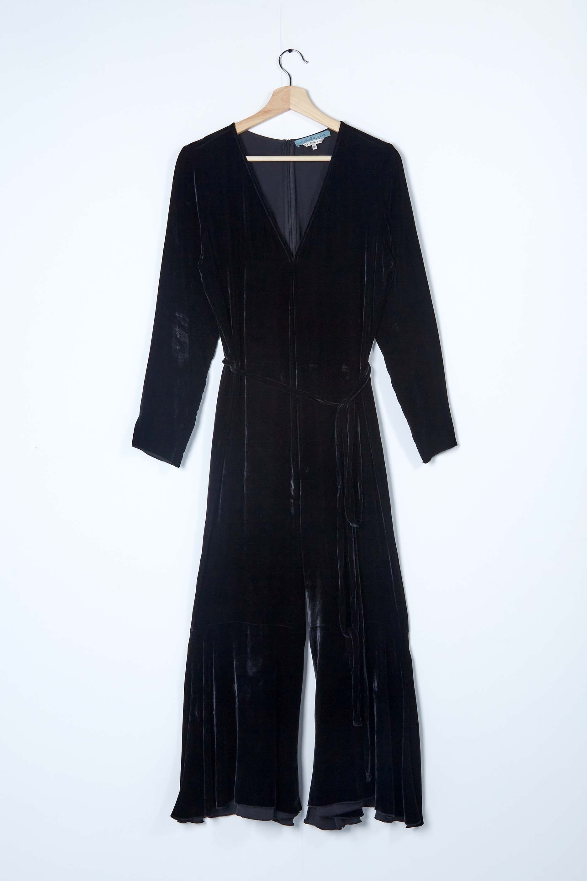 Black Velvet Jumpsuit with Flared Trousers (Eu36-38)