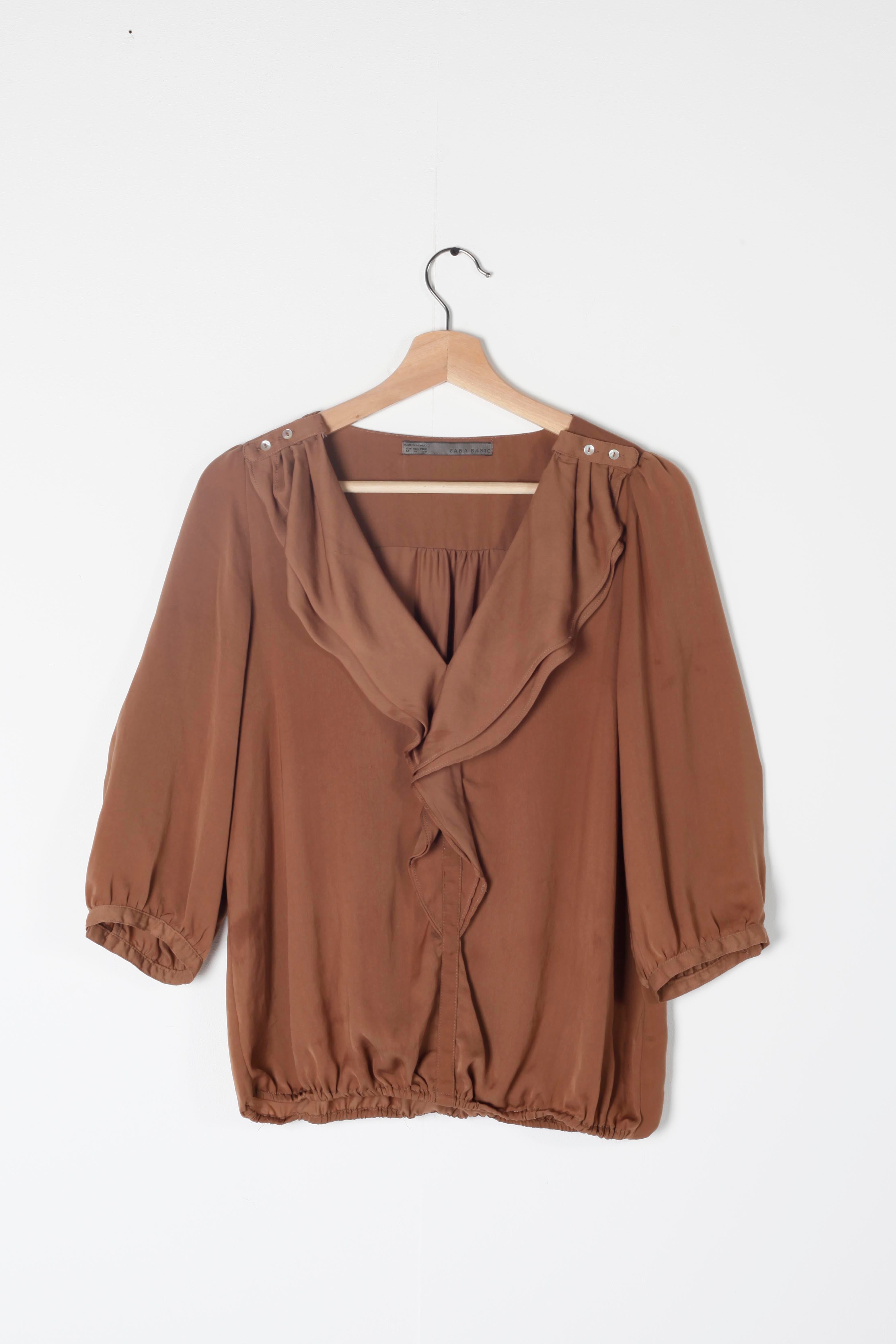 Chocolate Brown Blouse with 3/4 Sleeves