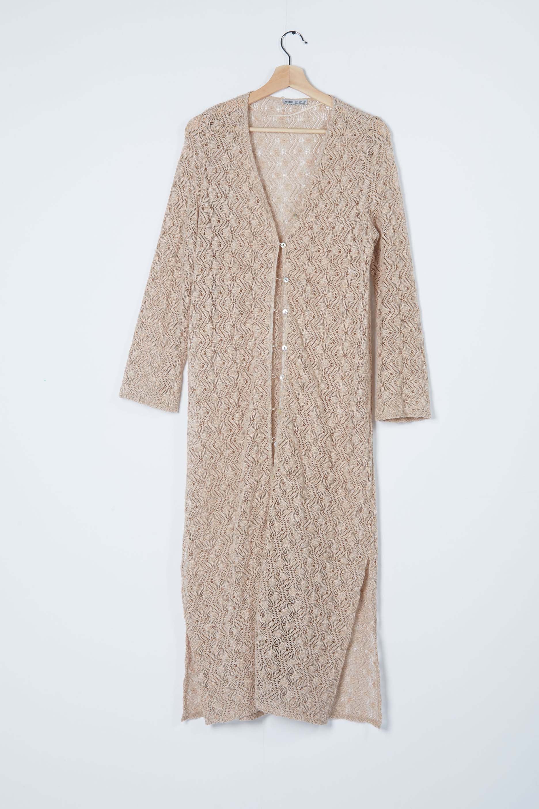 Beige Knit Beach Kaftan