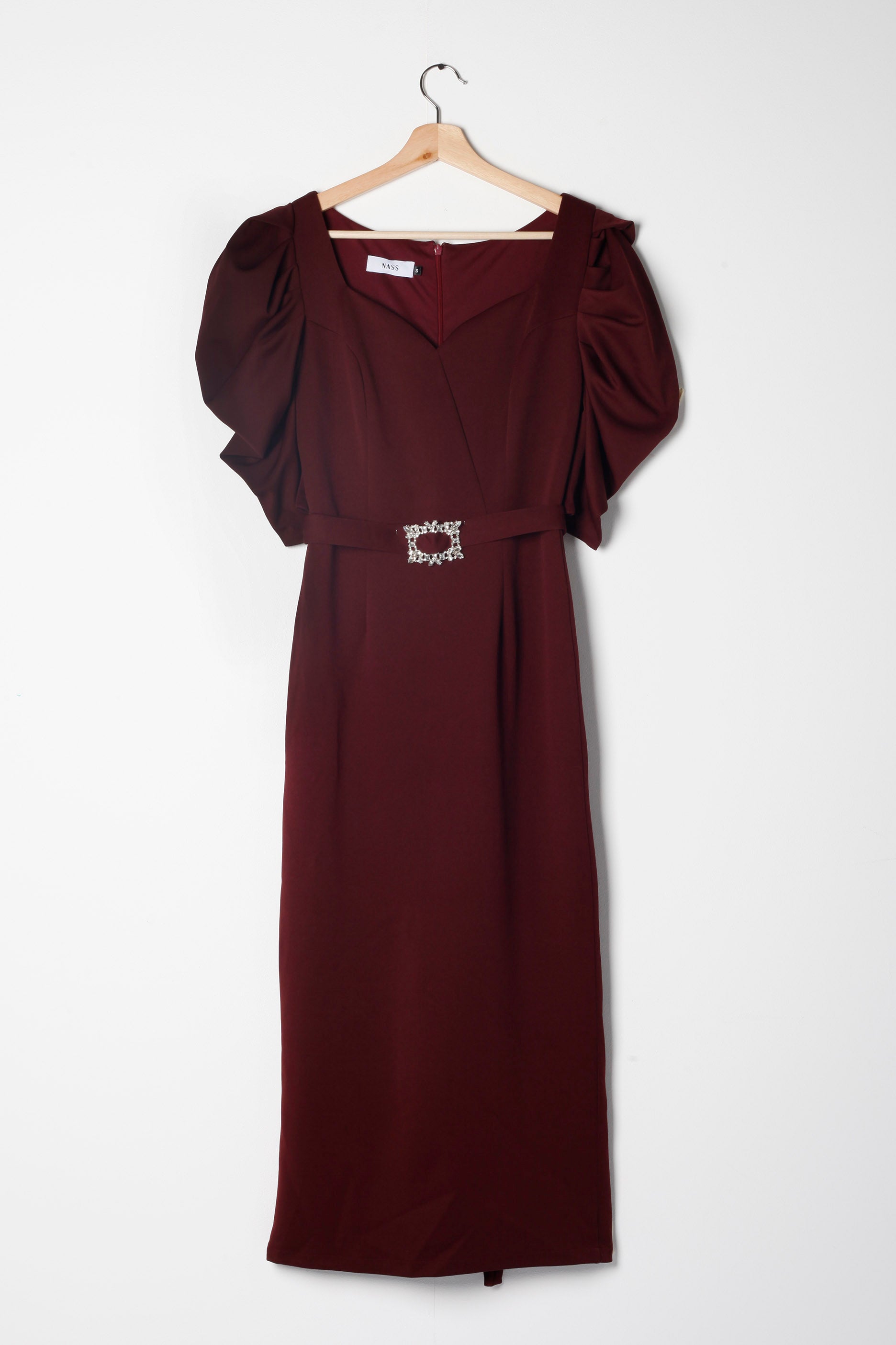 Red Midi Dress with Diamante Belt (Small)