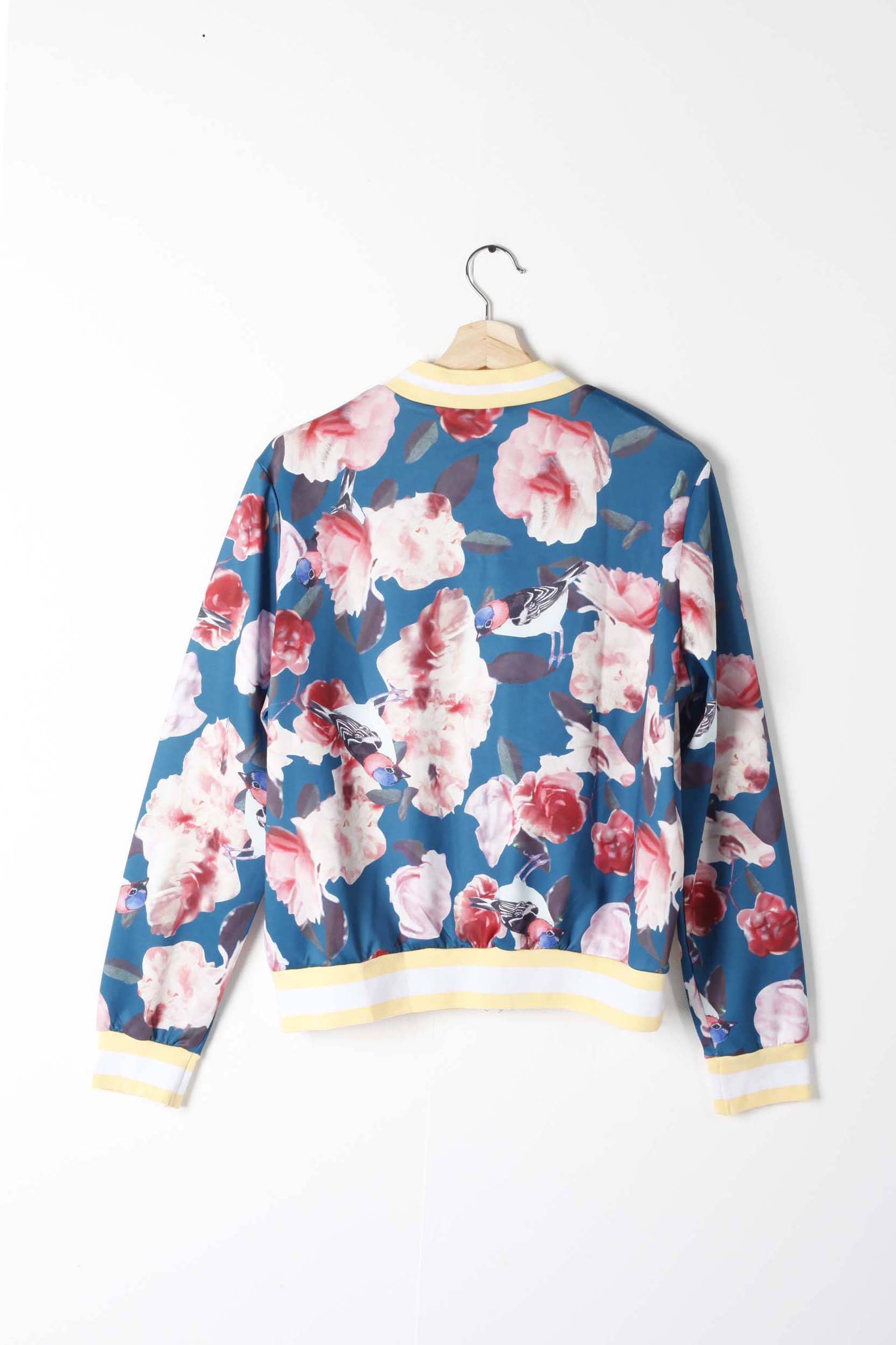 Blue  Floral Bomber Jacket