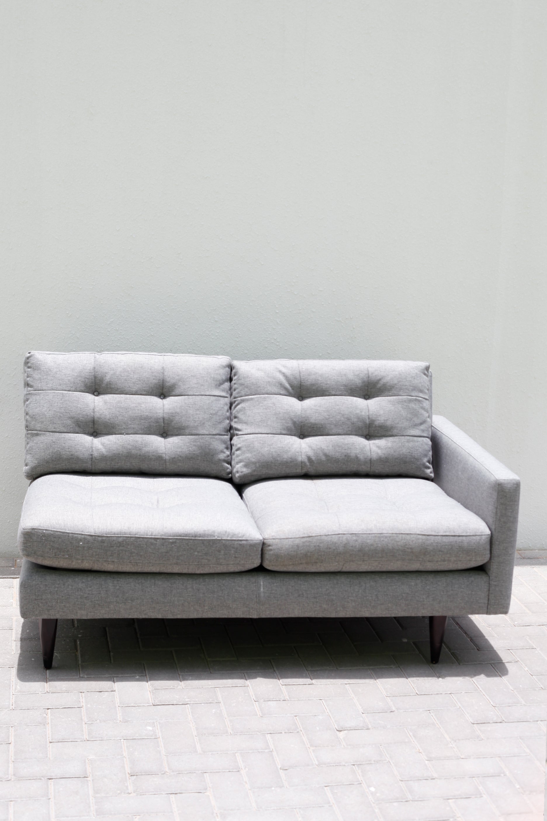 GREY L SHAPE MID CENTURY STYLE SOFA