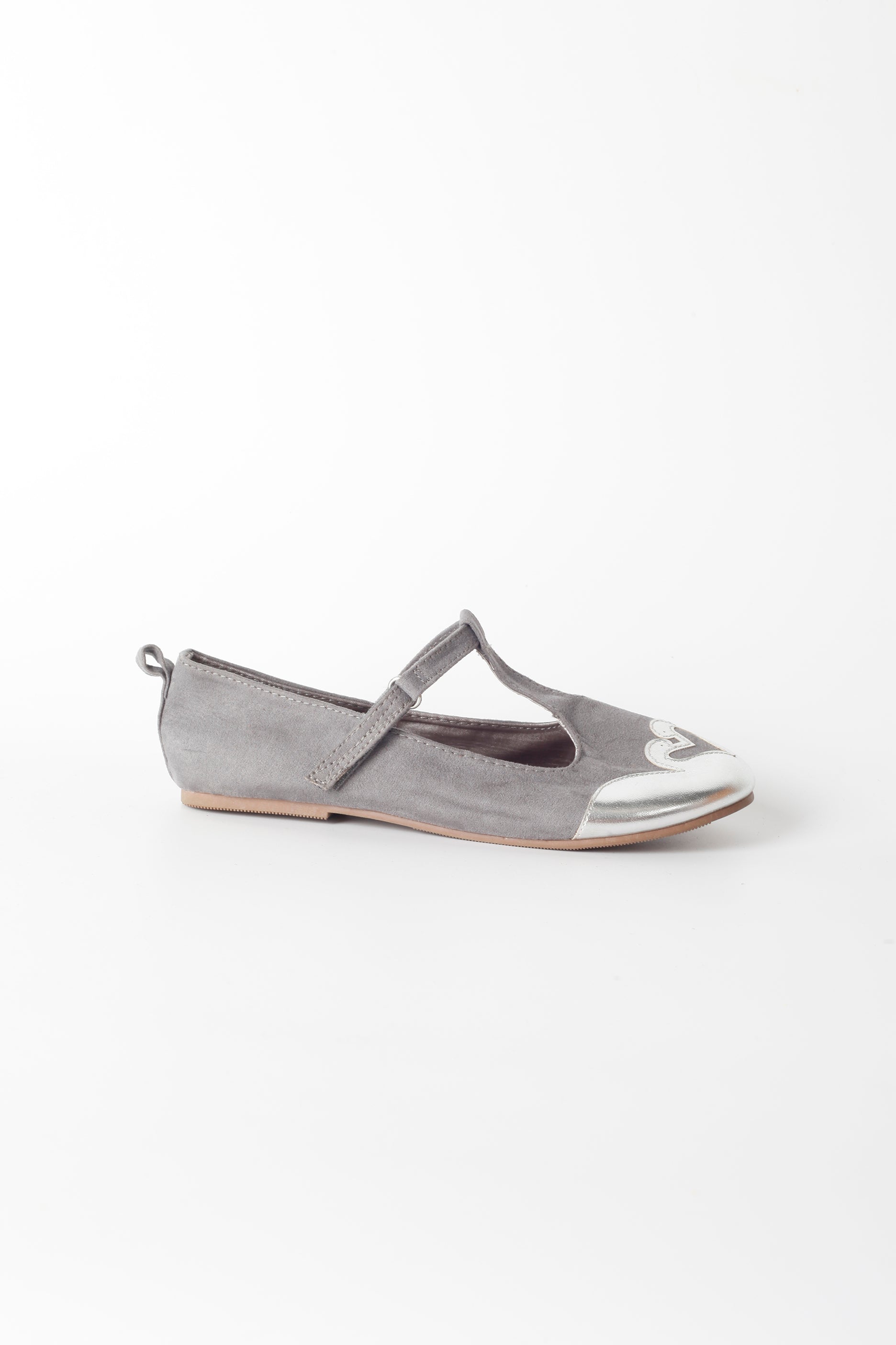 Girls Grey & Silver Mary Jane Flats