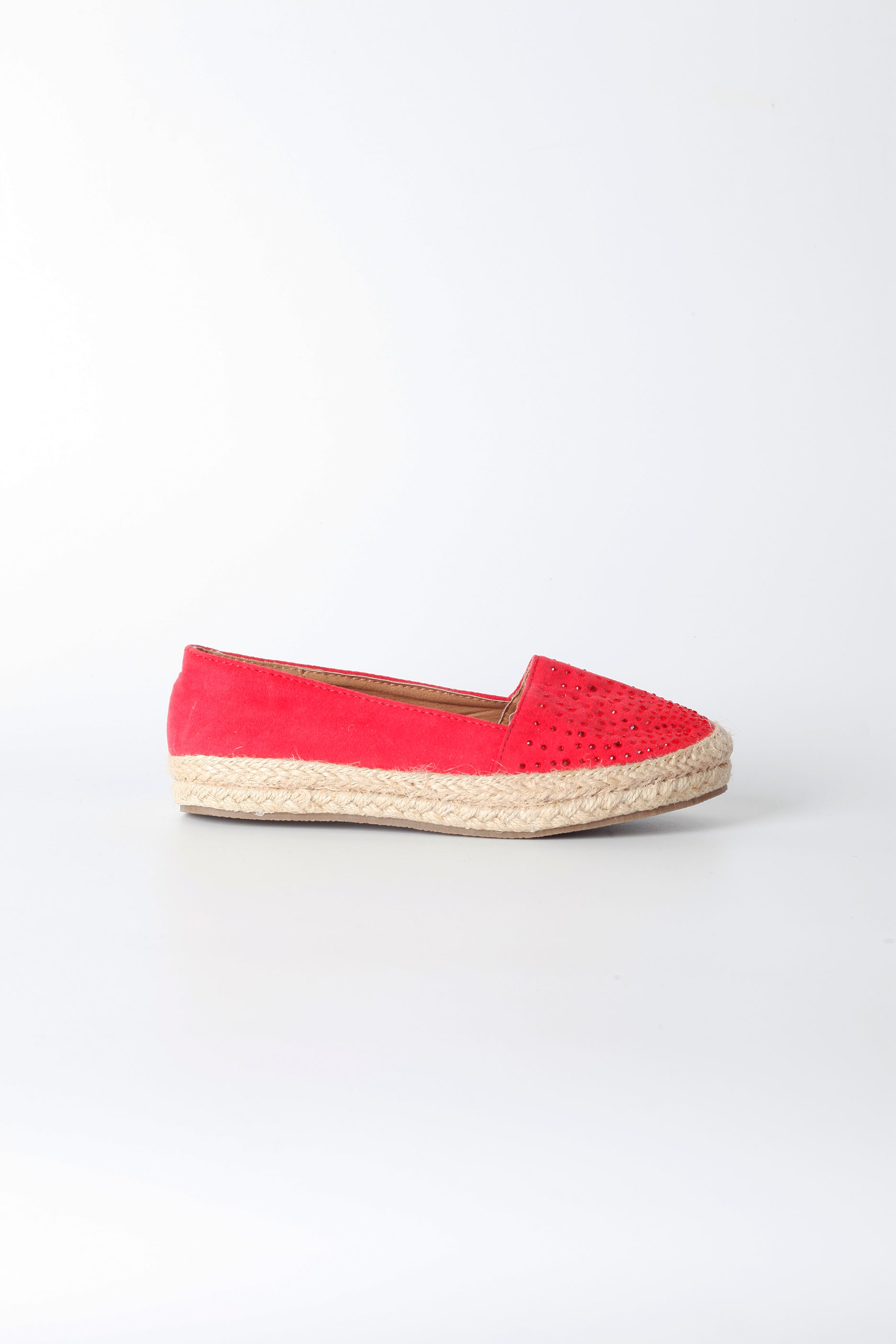 Girls Red Espadrille with Sequin Detail