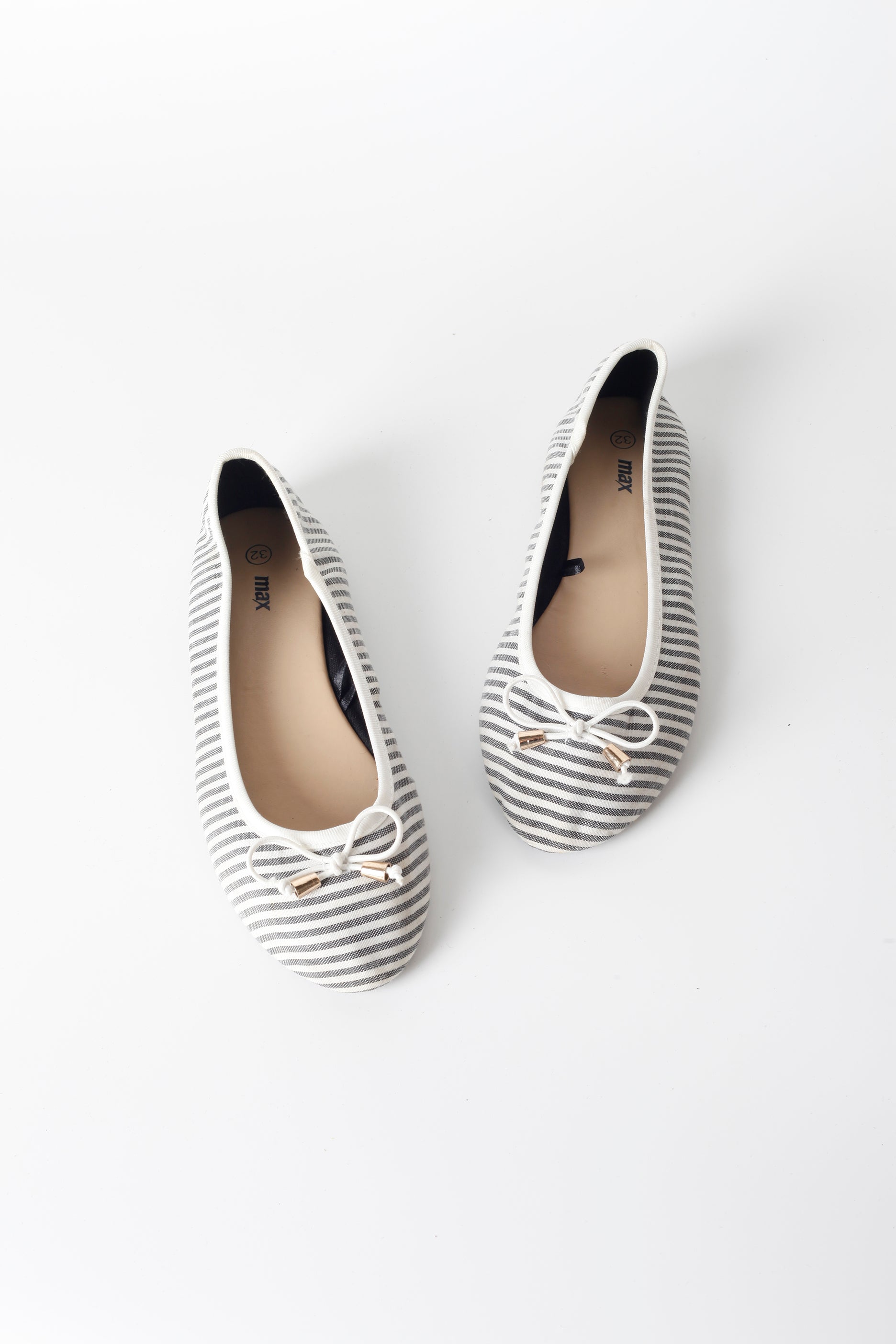 Girls Striped Ballet Pumps