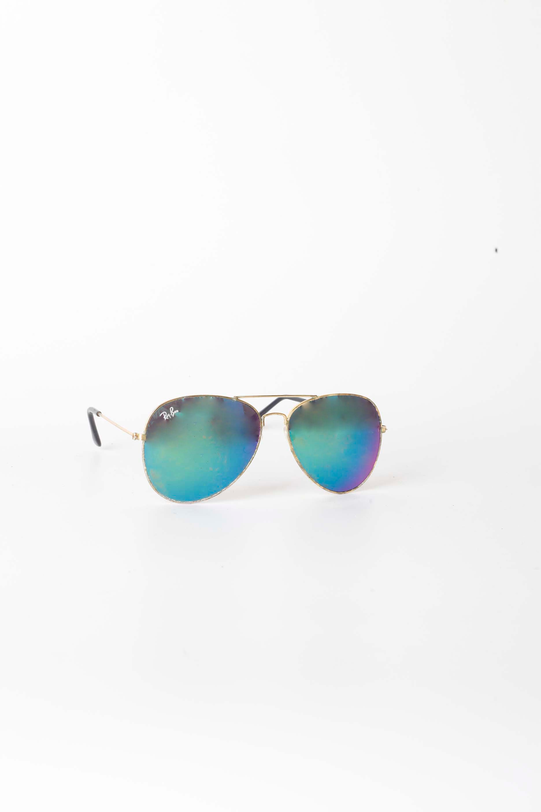Gold Aviator Sunglasses with Blue Tint