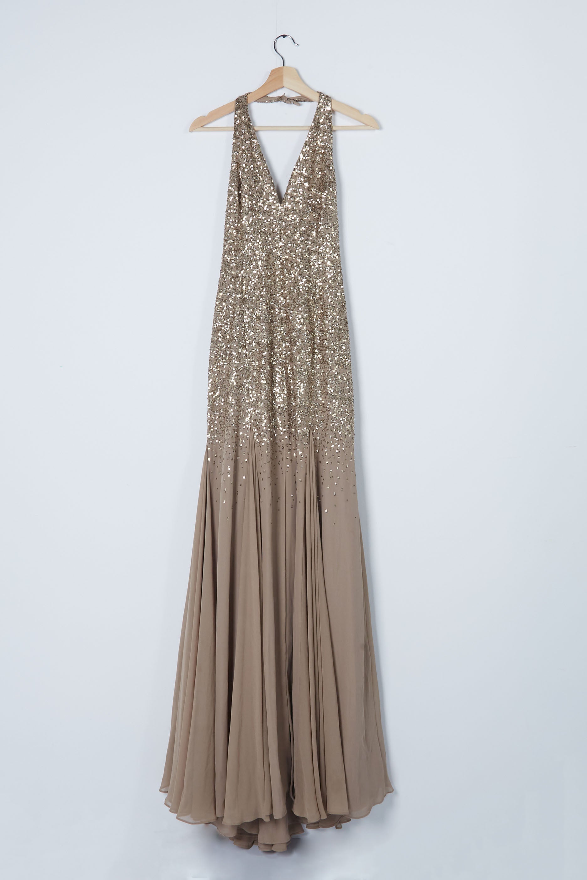 Full-length Halterneck Gold Sequin Gown