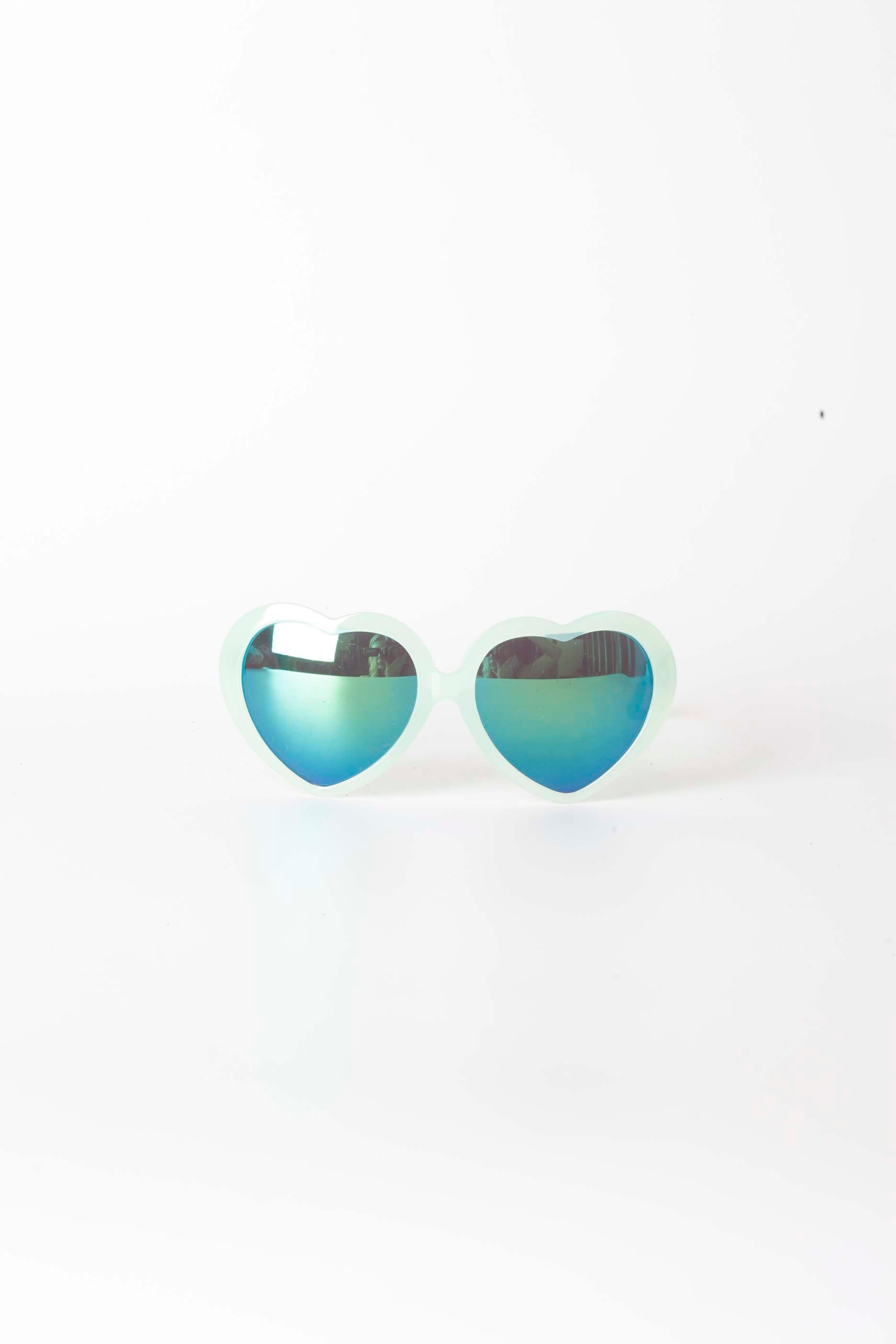 Kids Mint Heart Shaped Sunglasses