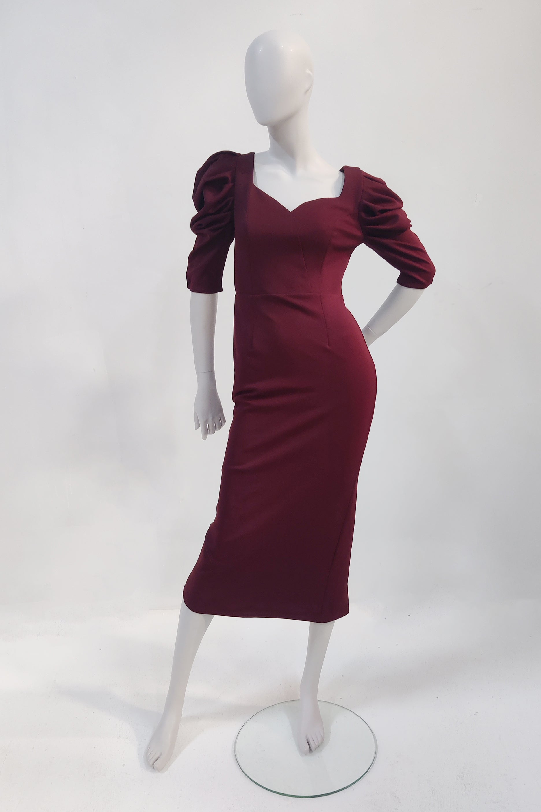 Red Midi Dress with Diamante Belt (Small)