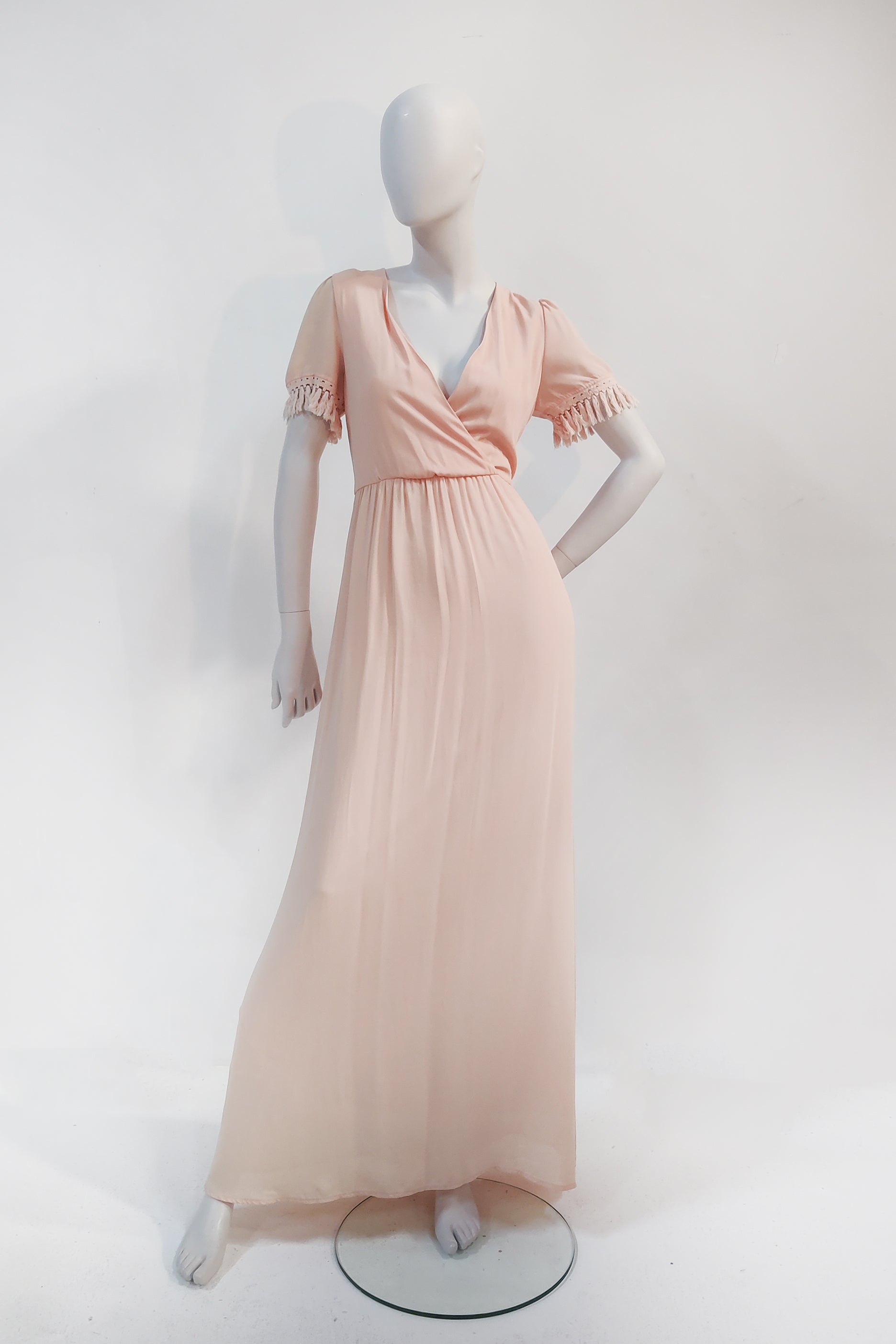 Pink Maxi Dress with Fringe (Eu38)