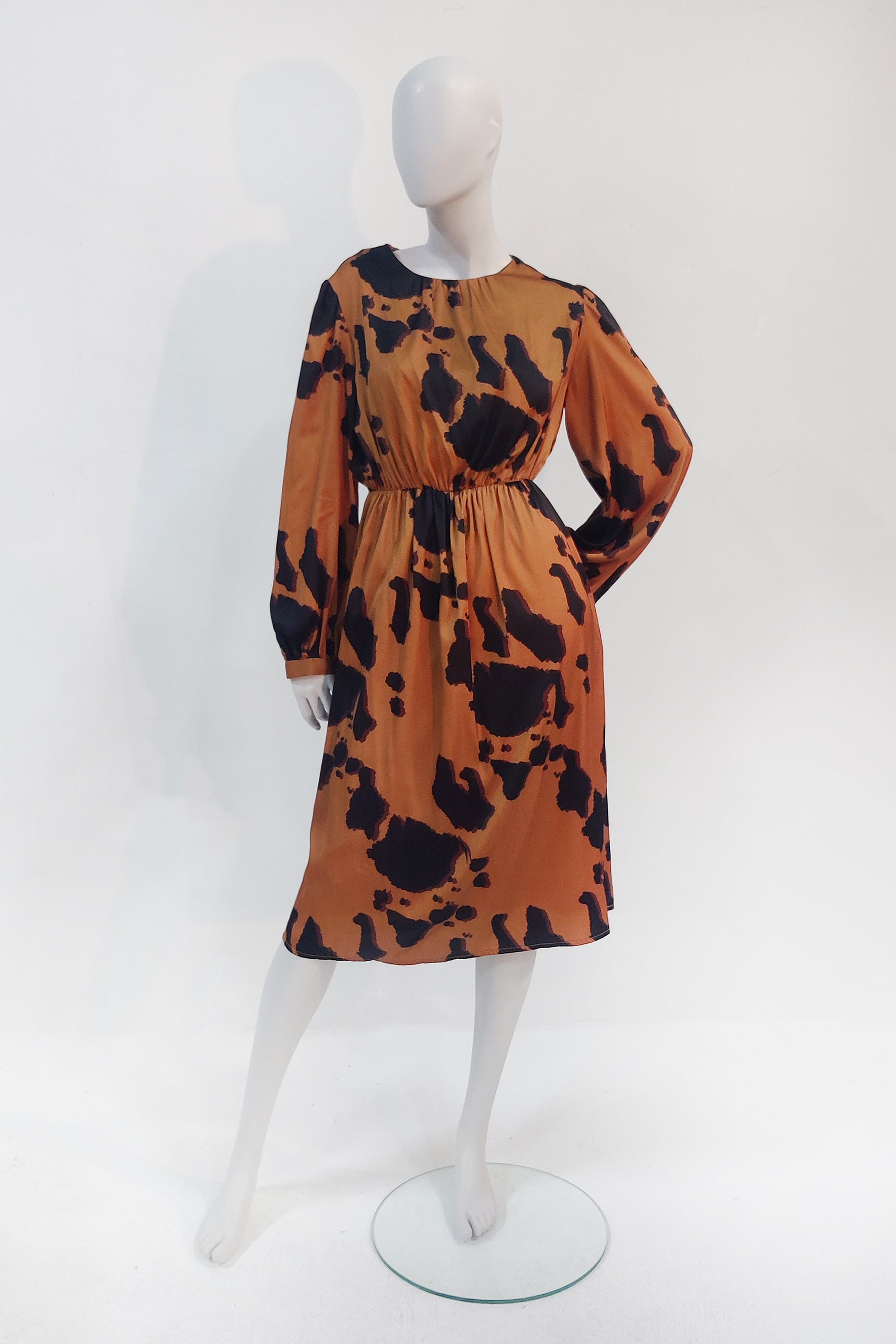 Orange and Black Printed Dress (Eu38)