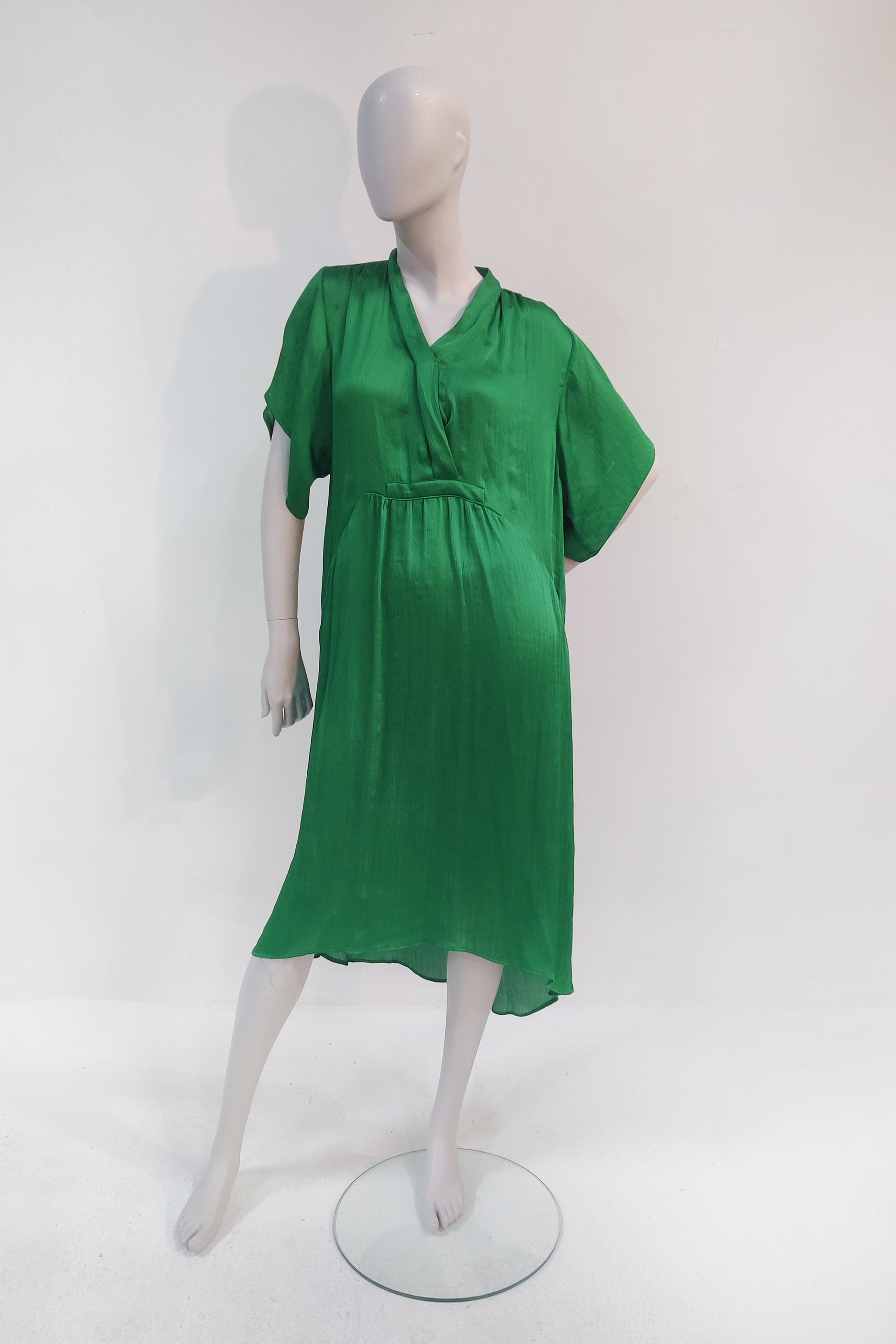 Womens Green Satin Dress (Eu38)