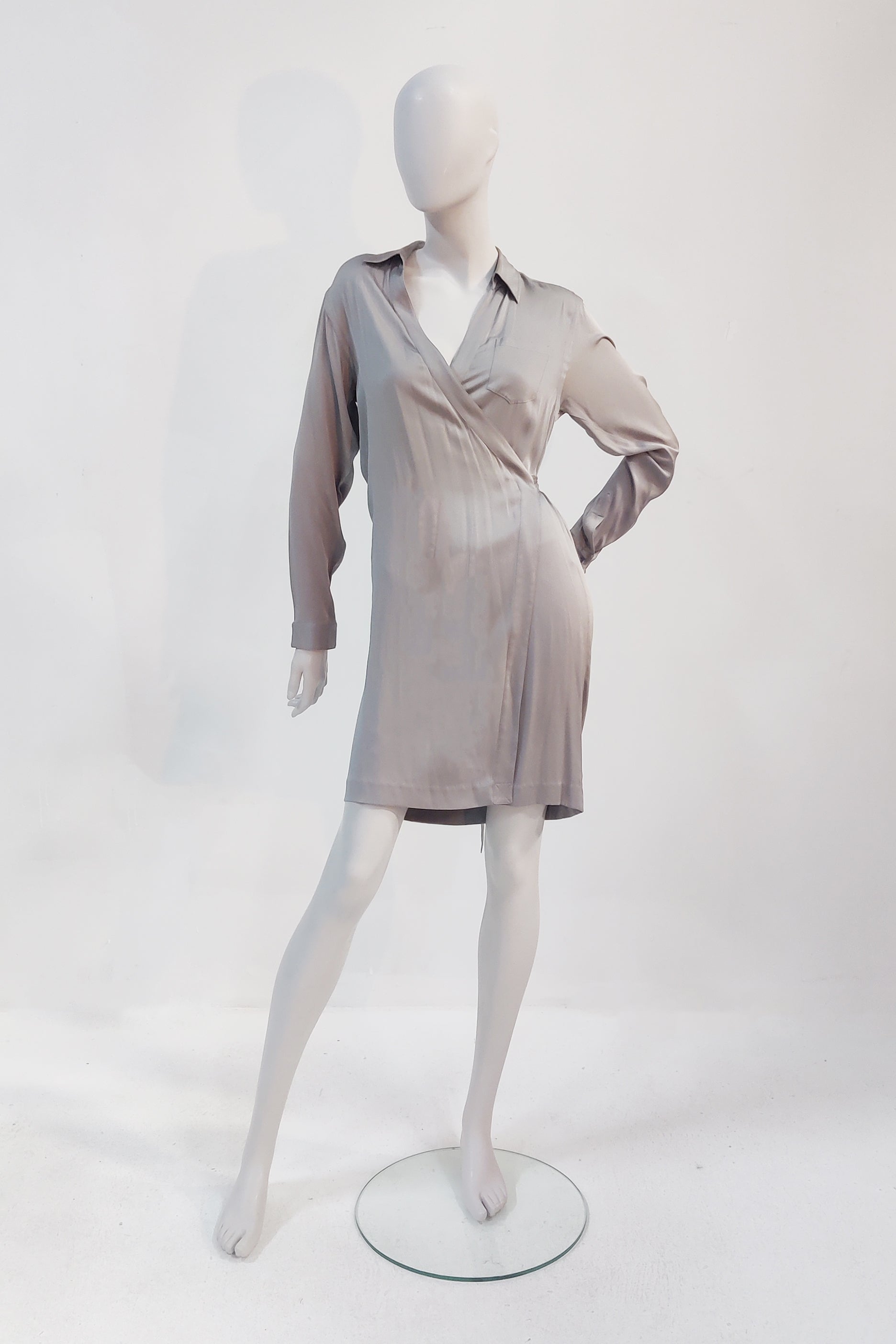 Silver/Grey DVF Wrap Dress (Eu38)