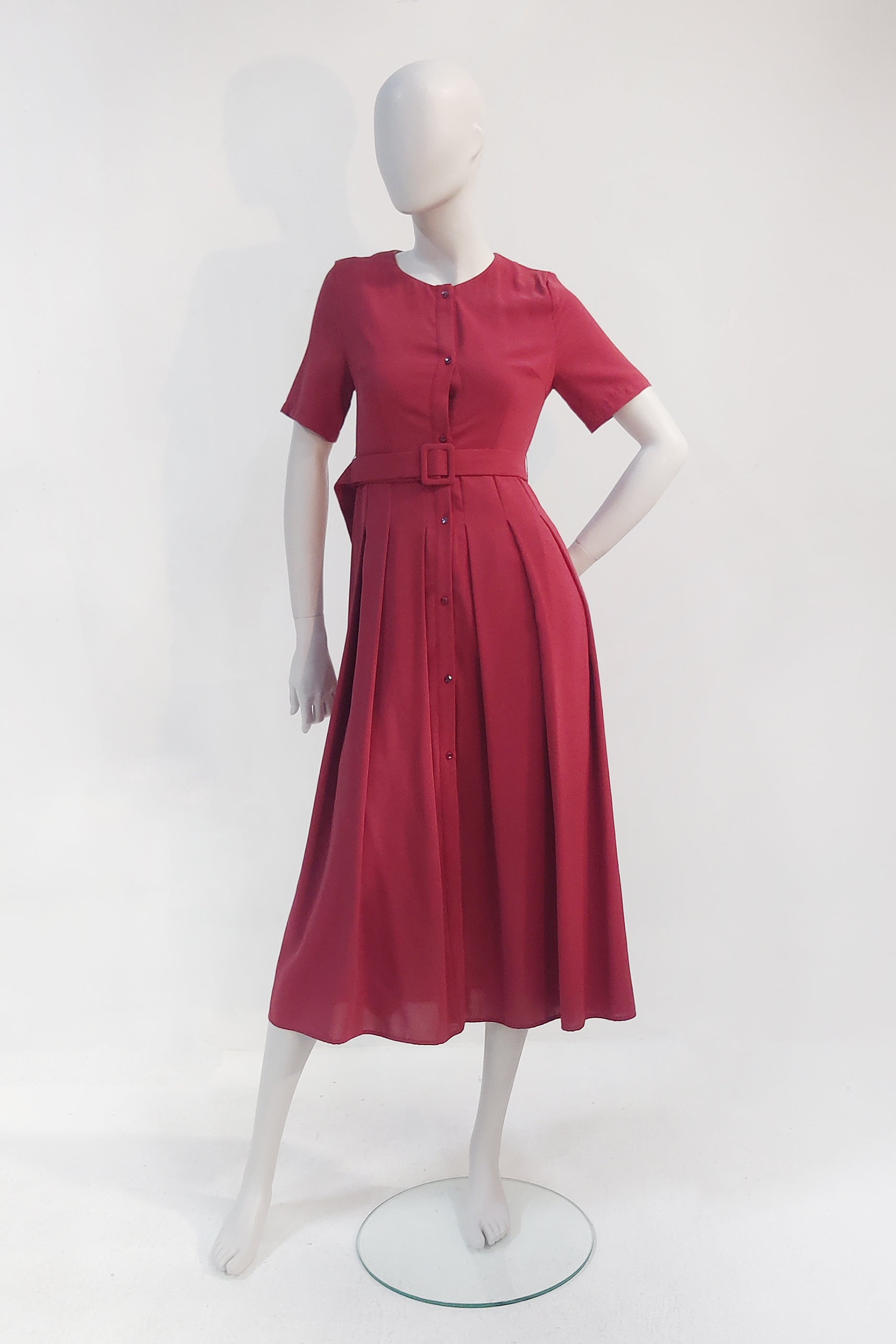 Red Belted Midi Dress (medium)