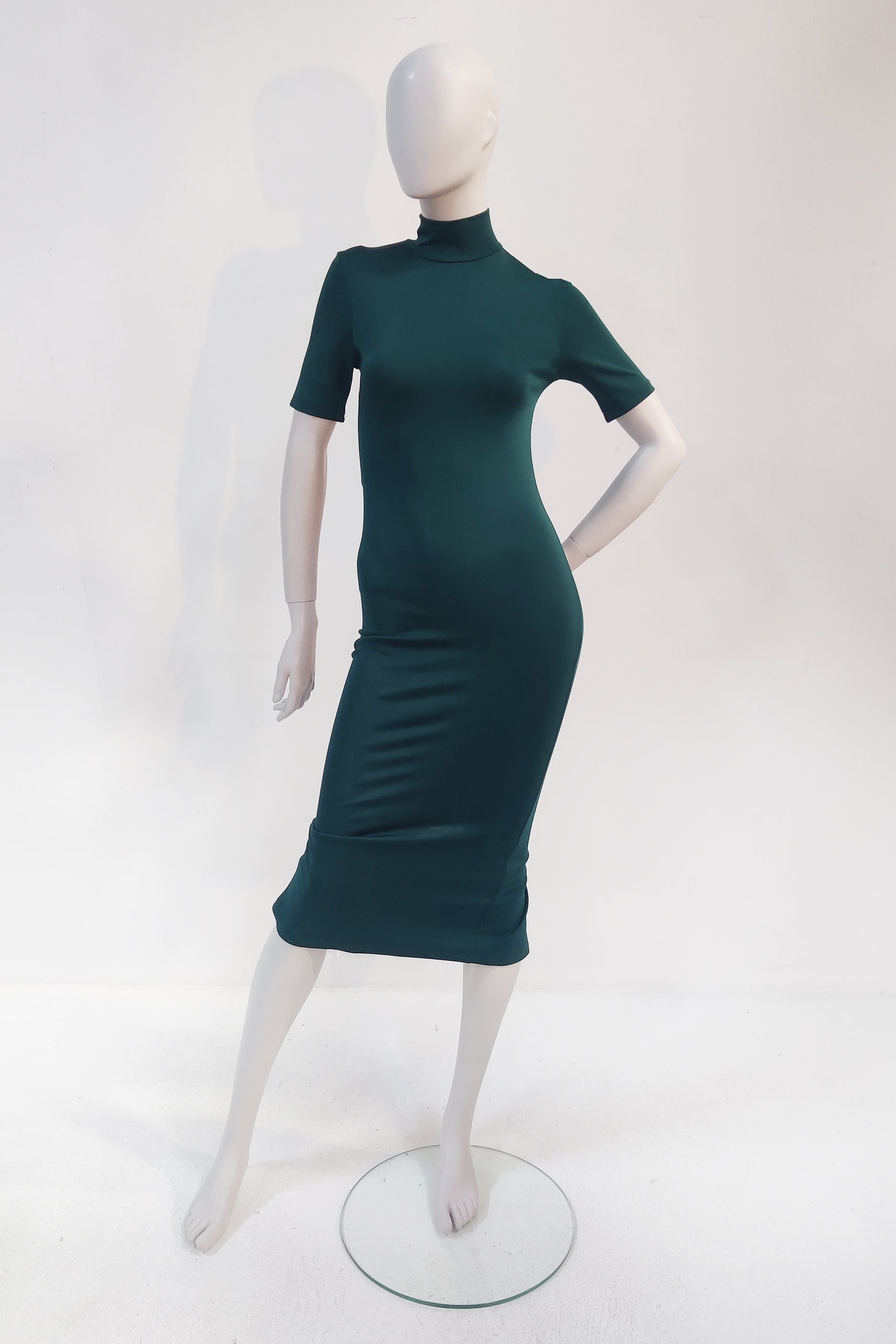 Green Body-Con Midi Dress (Eu36)