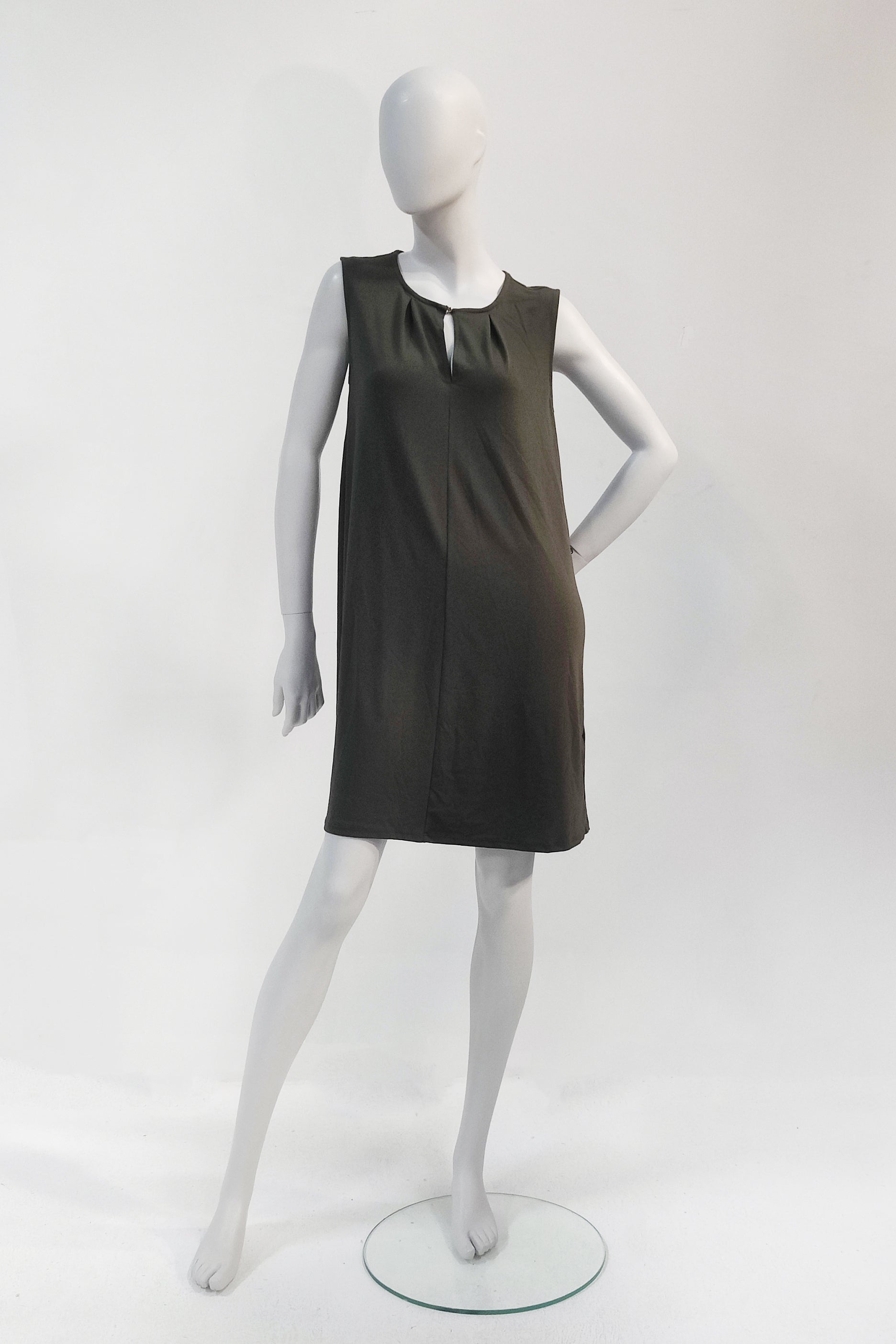 Khaki Green Shift Dress (Small)