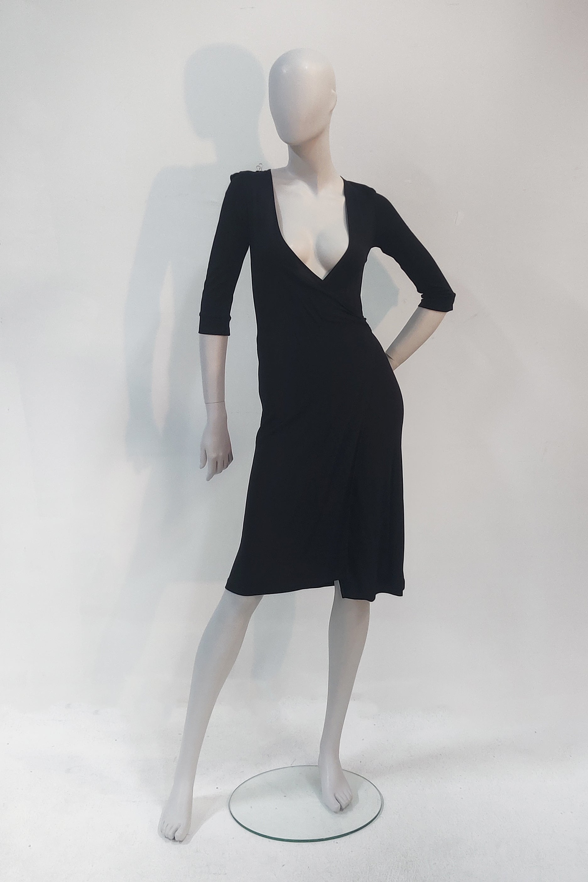Low Cut Black Wrap Dress (EU36-38)