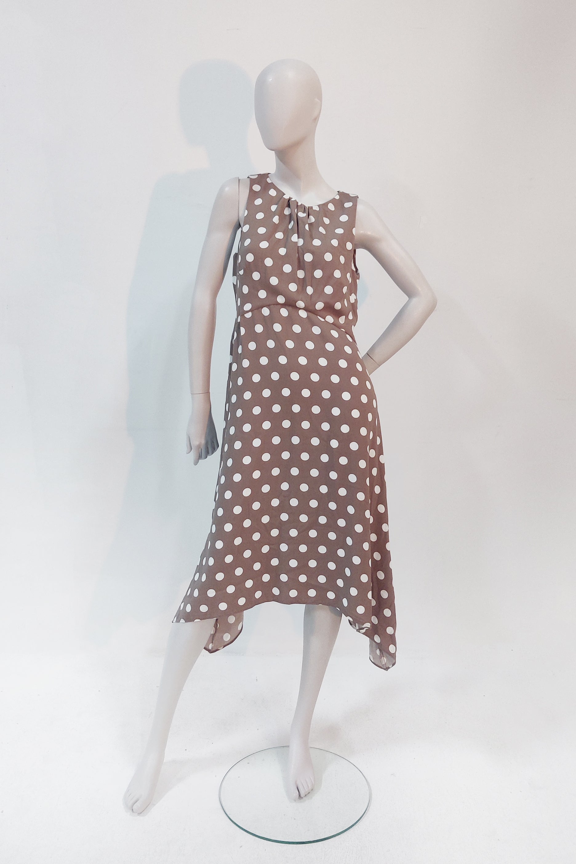 Brown and White Polka Dot Dress (Eu40)