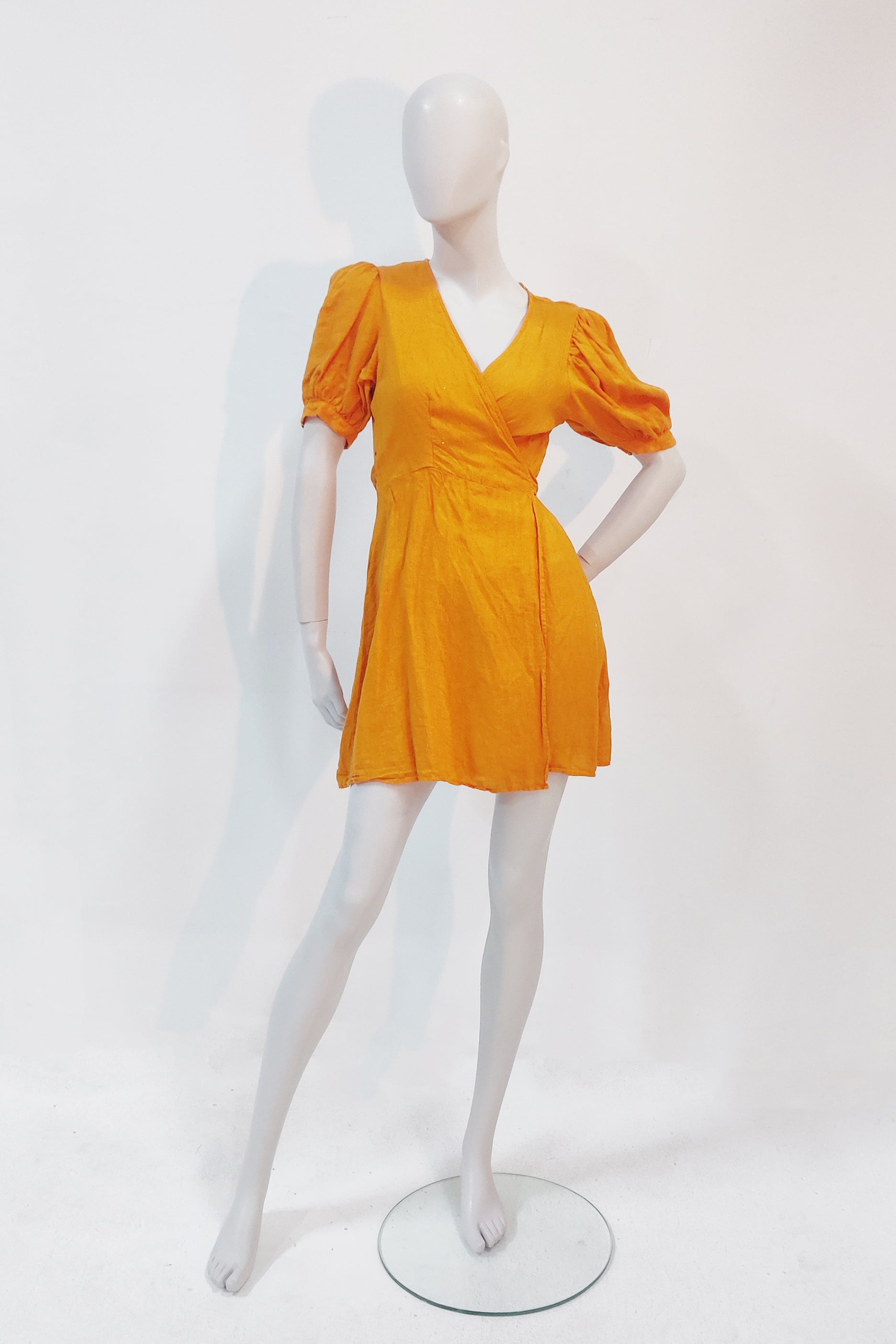 Orange Linen Wrap Dress (Eu38)