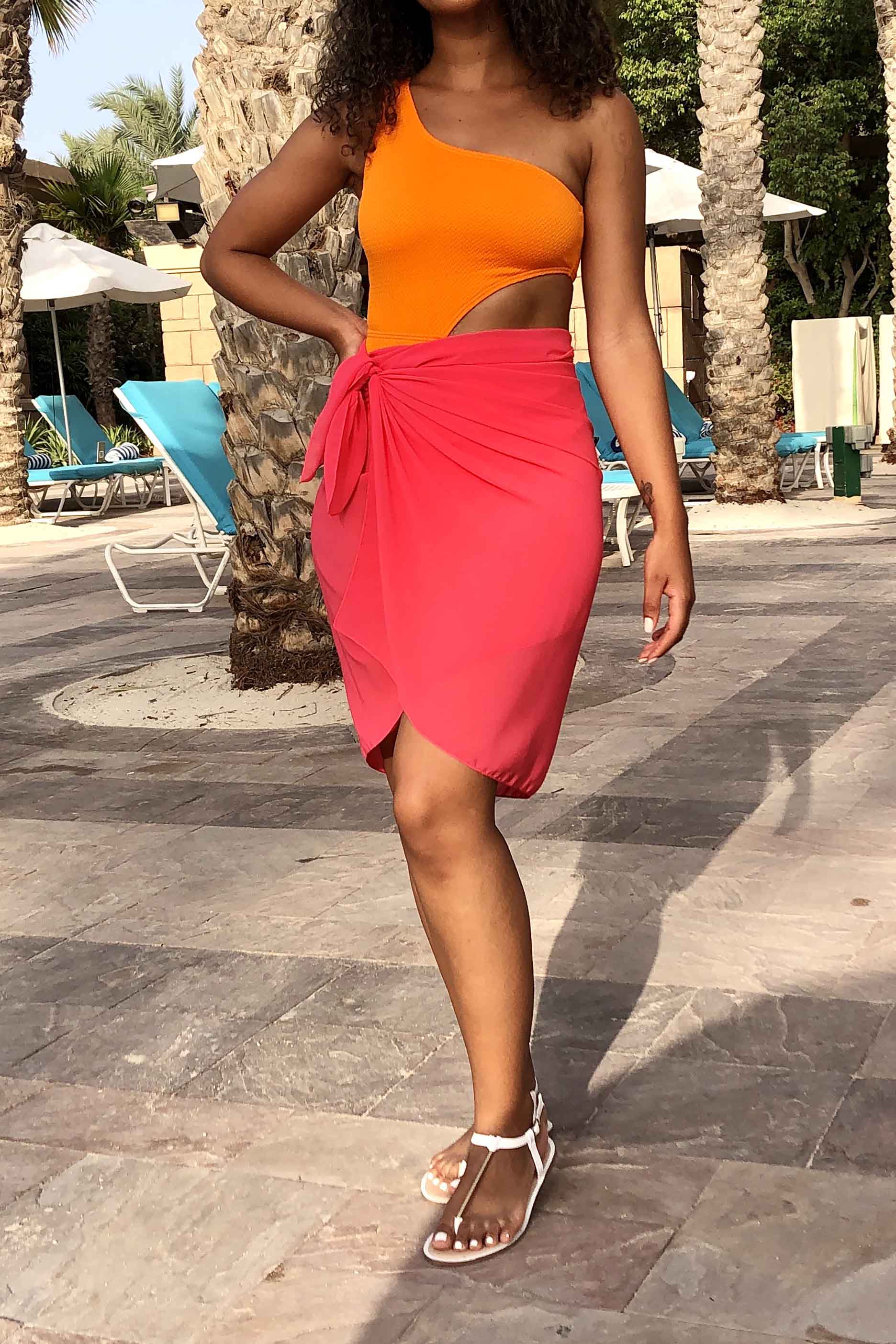 Orange Cut-Out Swimsuit (Medium)