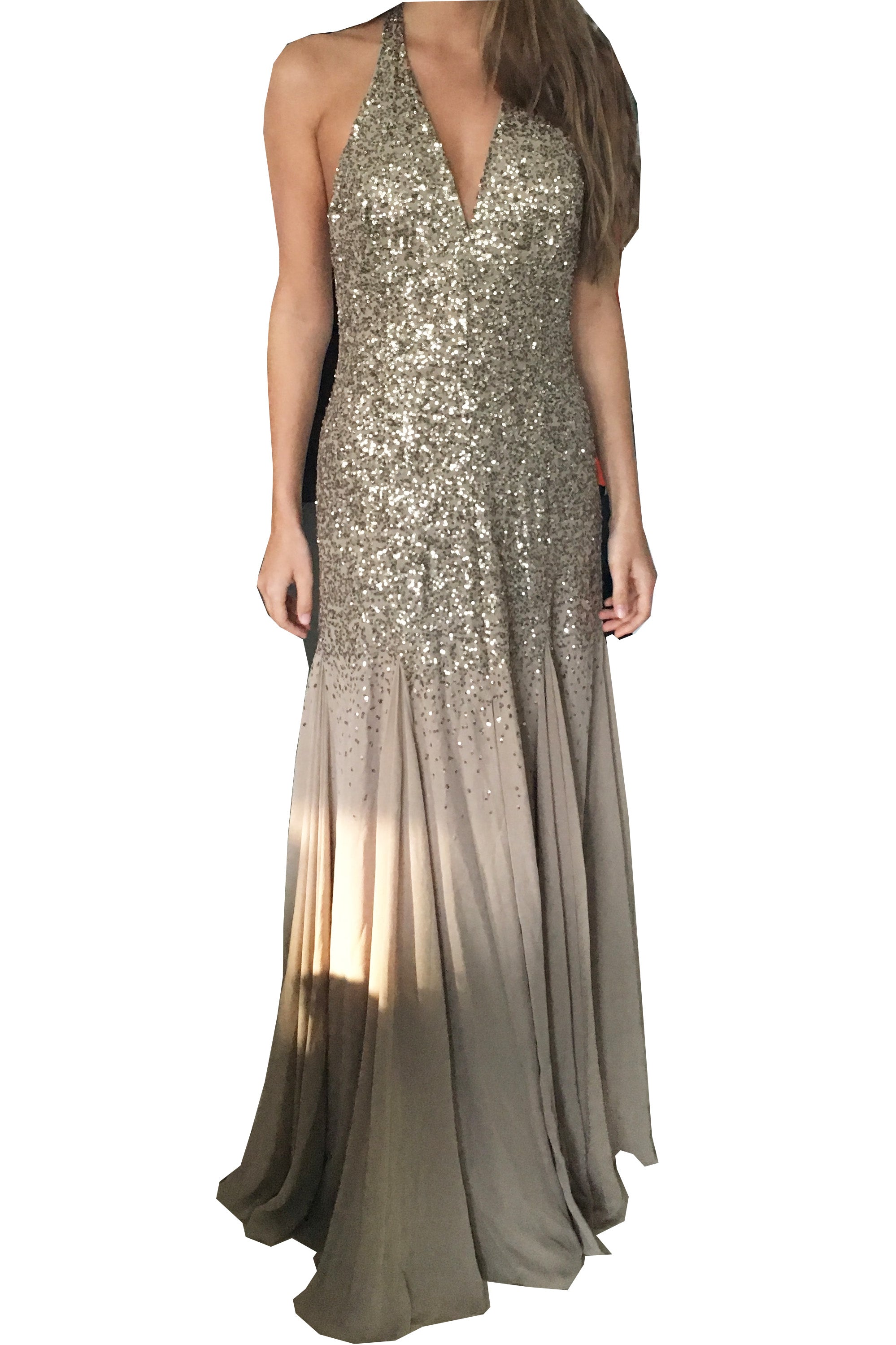 Full-length Halterneck Gold Sequin Gown